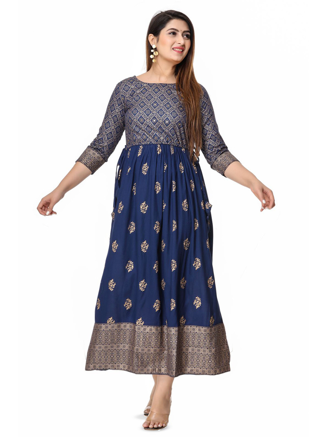 Billion Printed Fit & Flared Midi Ethnic Dress