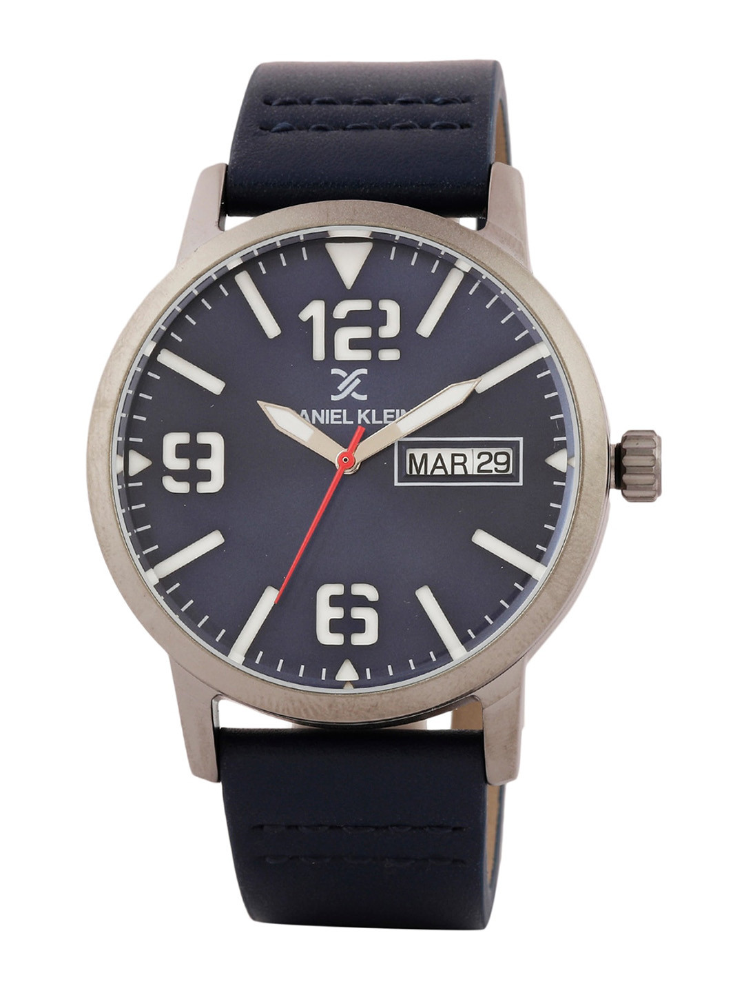 Daniel Klein Men Navy Blue Leather Analogue Watch DK.1.12506-2