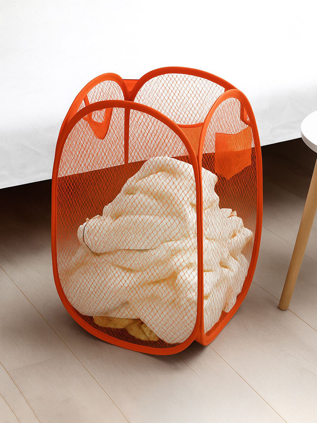 Kuber Industries 1 Pcs Orange-Colored Mesh Laundry Basket 20 L