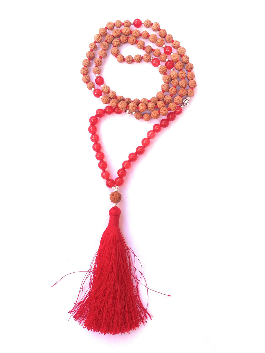 Apnisanskriti Unisex Rudraksha 6mm Red Colour Stone Designer Mala