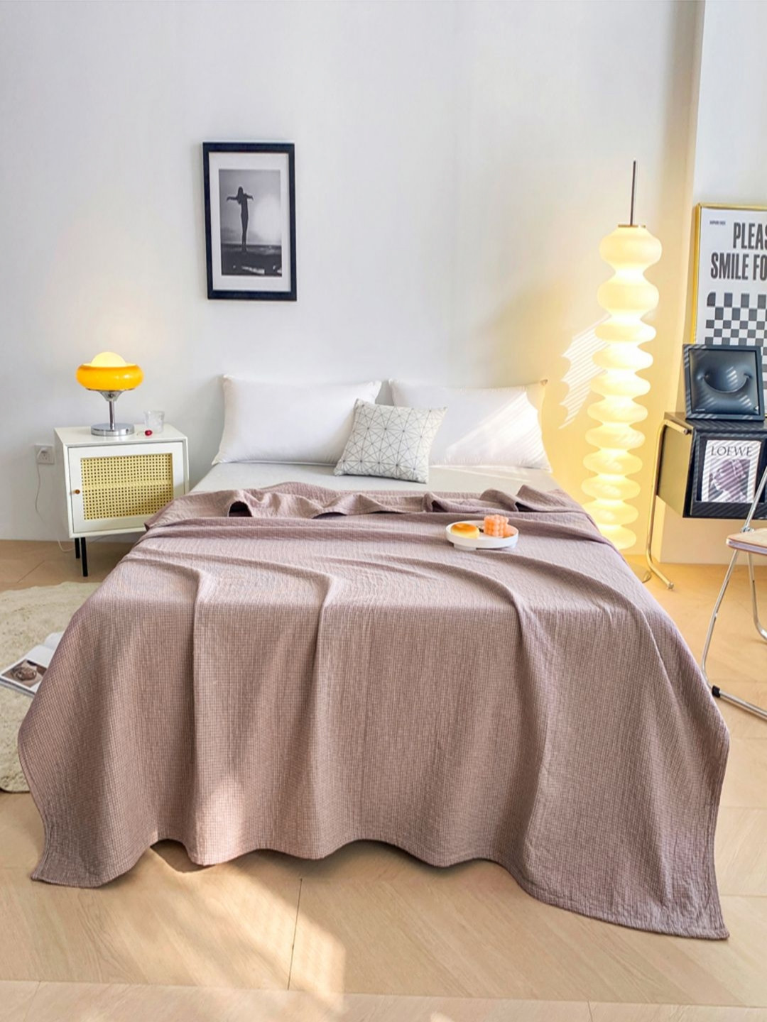 JC HOME Pink & Black Checked AC Room 300 GSM Single Bed Blanket