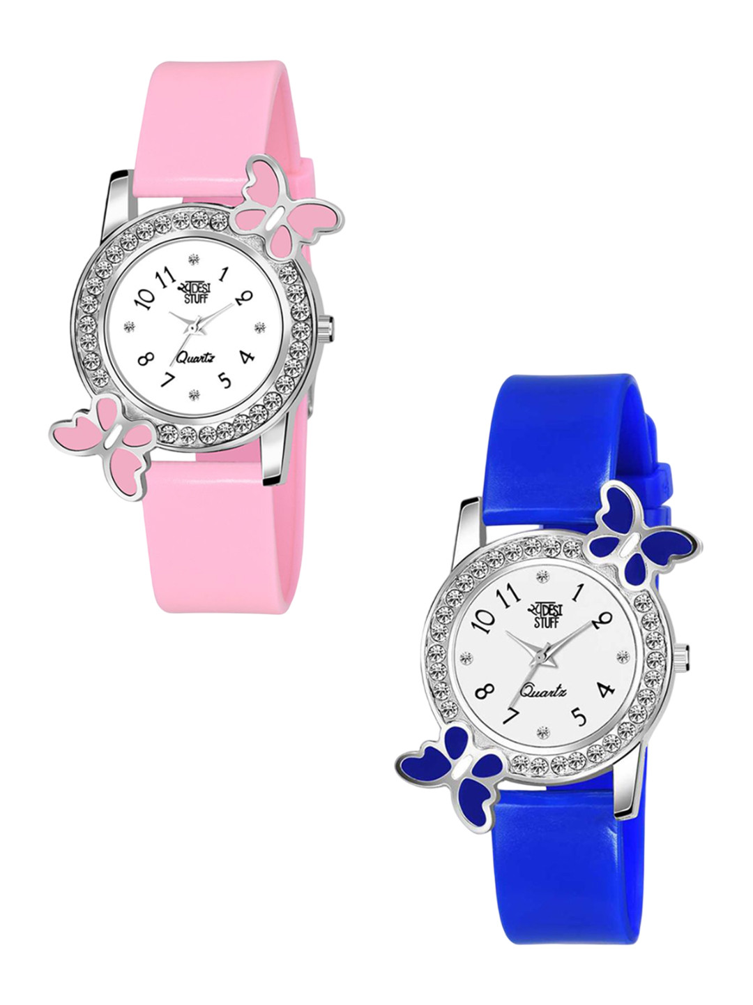 SWADESI STUFF Women Set of 2 Dial & Straps Analogue Watch 2 BF BLUE PINK 9