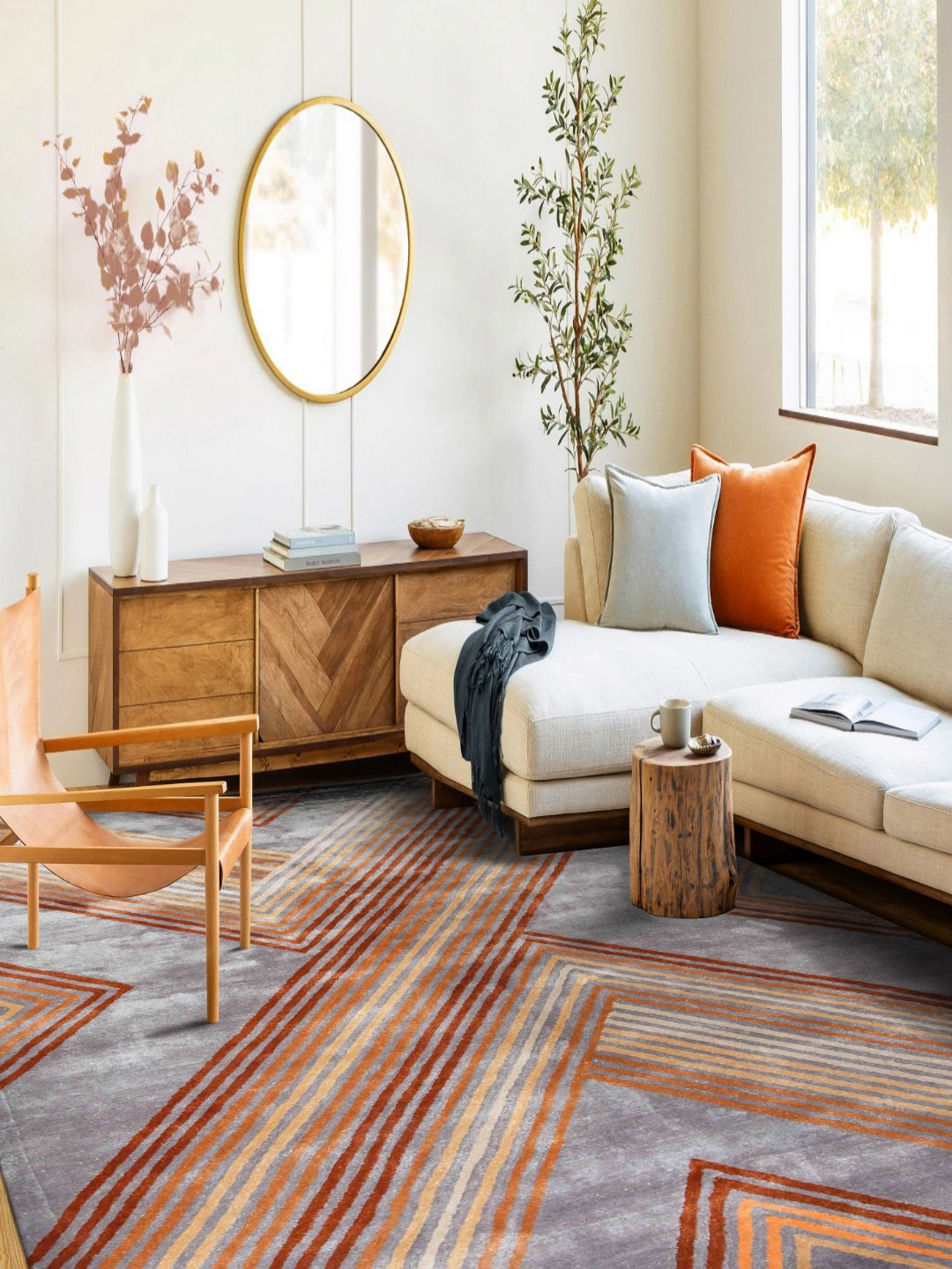 saraswatii global Put In Palace Grey Geometric Hand-Tufted Woollen Carpet