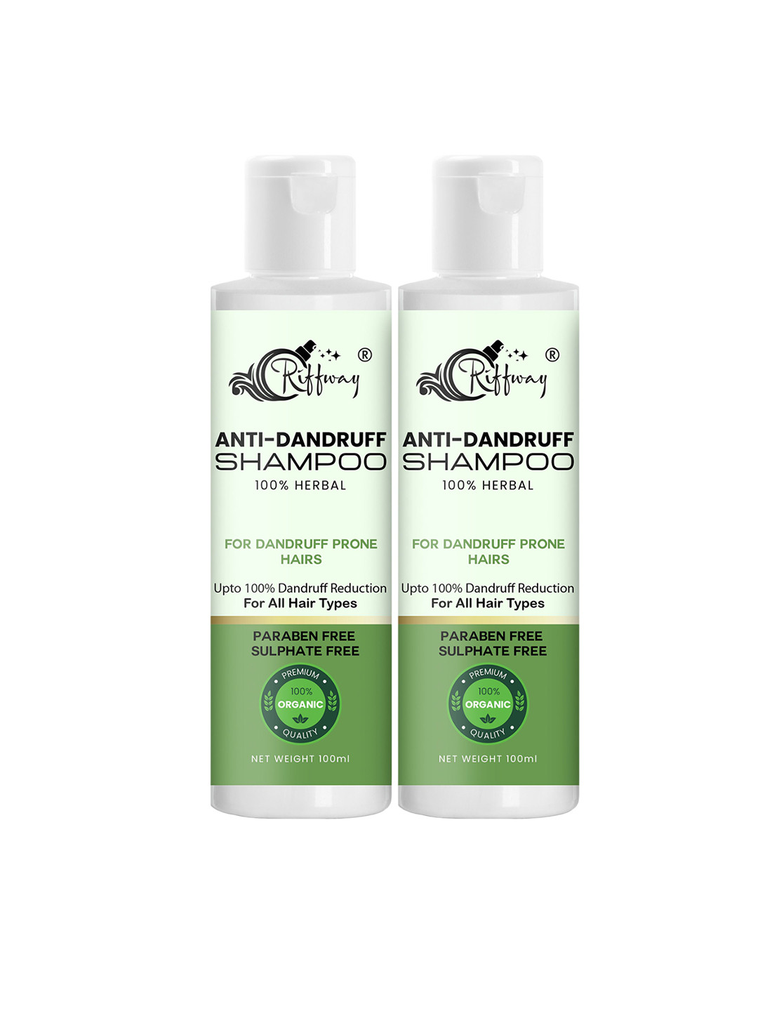 riffway Set Of 2 Anti-Dandruff Shampoo For All Types Hairs - 100 ml Each