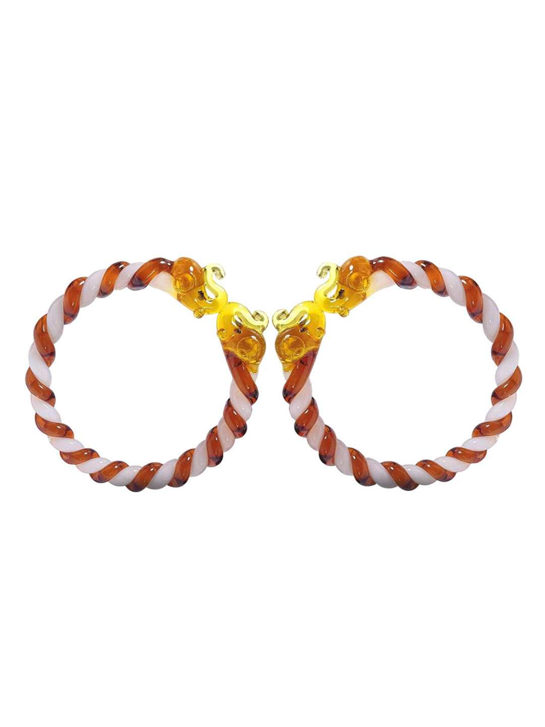 HALLO Set Of 2 Lamp Twist Lahariya Elephant Head Glass Bangle
