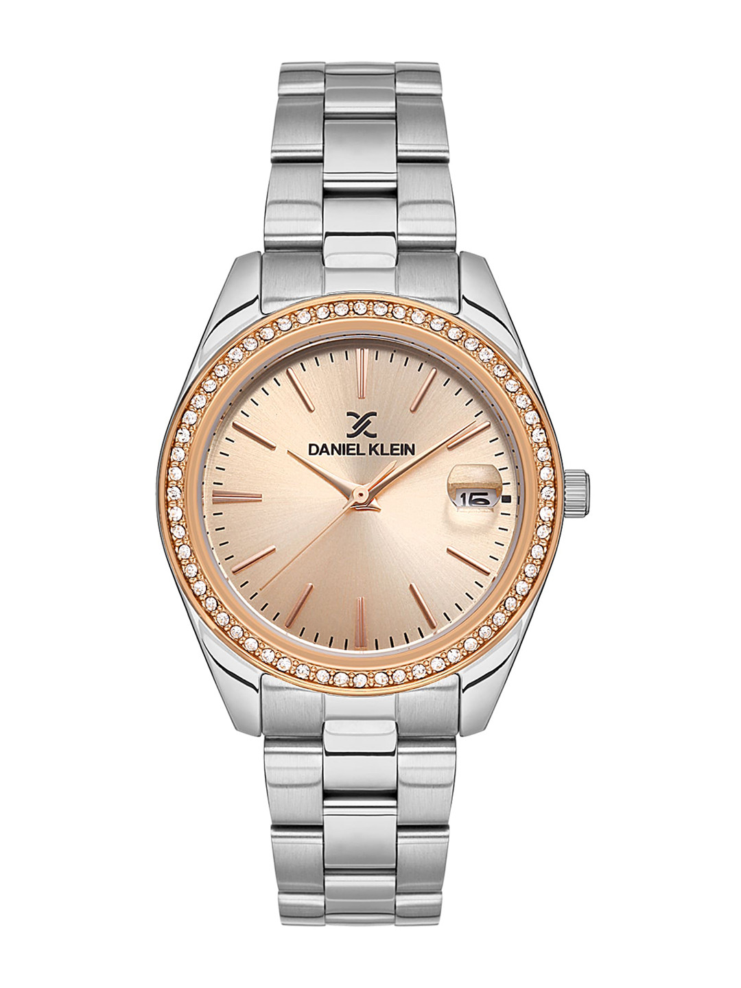 Daniel Klein Women  Embellished Dial & Straps Analogue Date Aperture Watch DK.1.13489-5