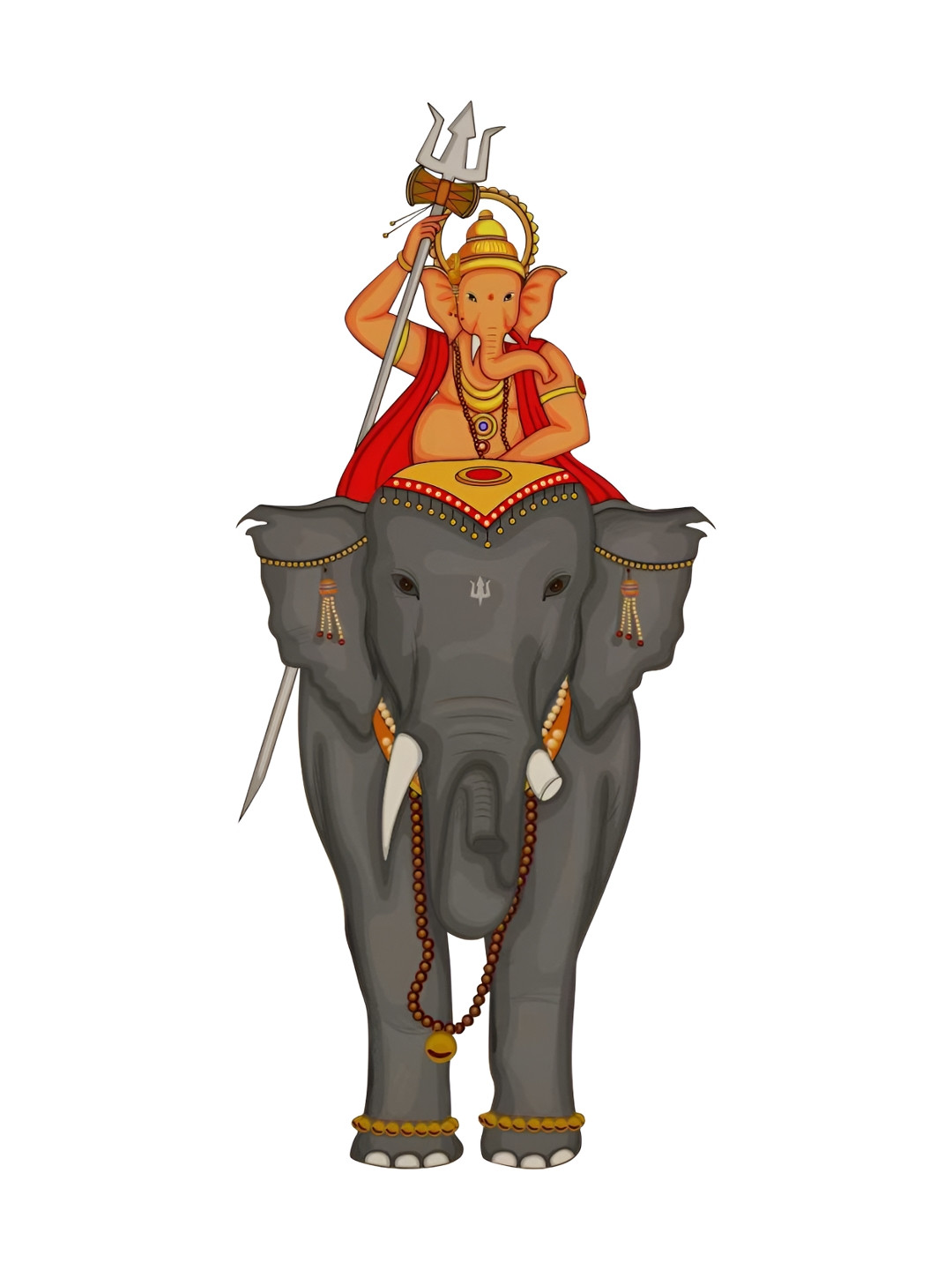 Decor Villa Multicolor Ganeshji With Elephant Wall Sticker