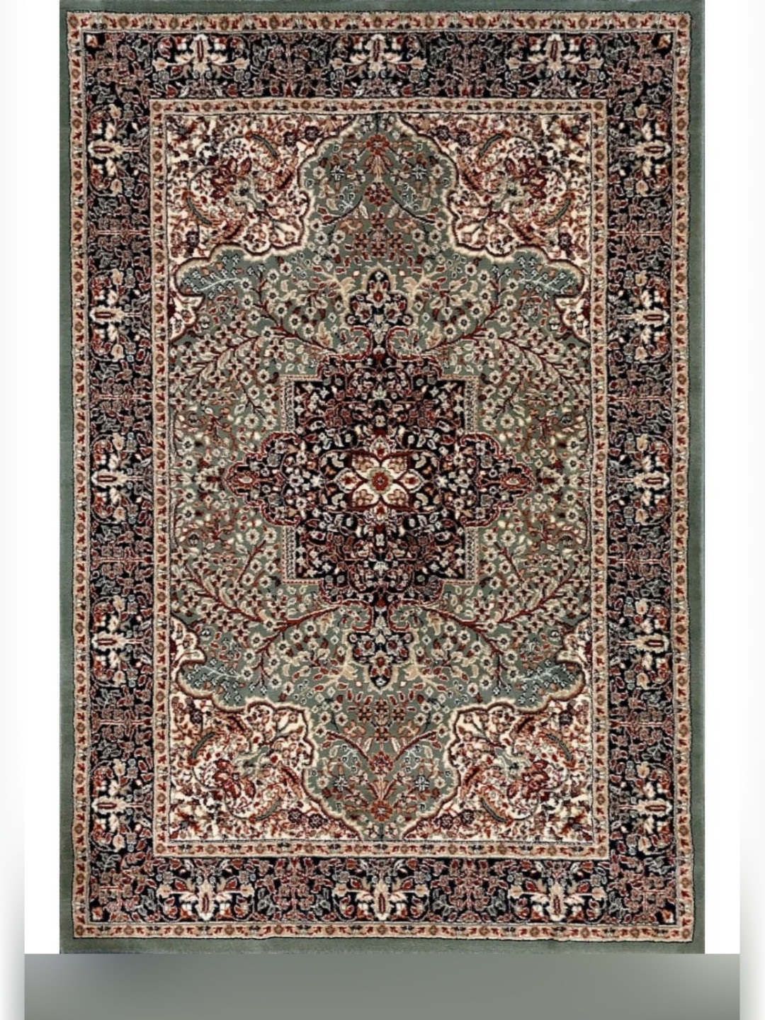 Carpet Decore Green Ethnic Motifs Printed Water Resistant Carpet