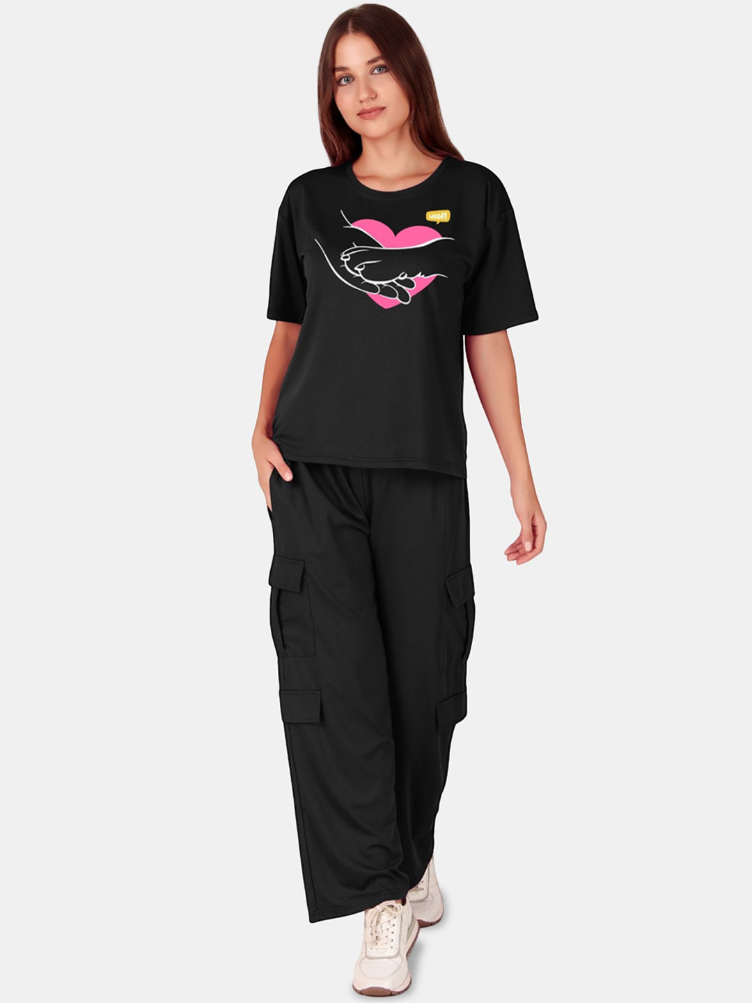 Fasense Printed Oversized T-Shirt & Cargo Pant Co-Ords