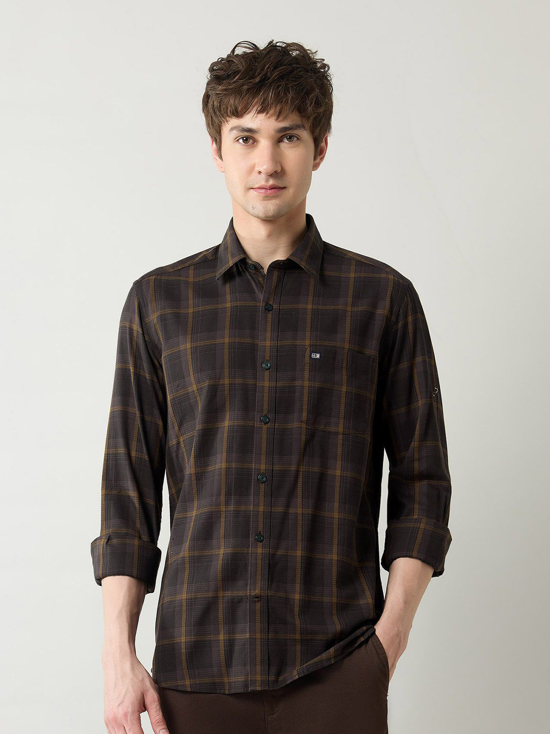 Arrow Sport Men Grid Tattersall Checked Dobby Cotton Casual Shirt