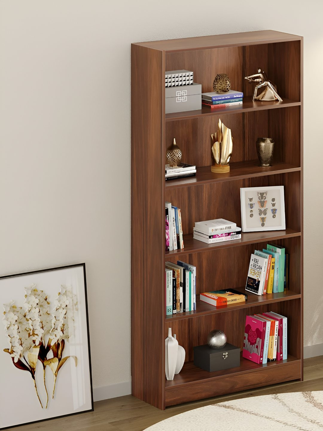 bluewud Alex Brown 6 Tier Bookshelf Cabinet Organizer