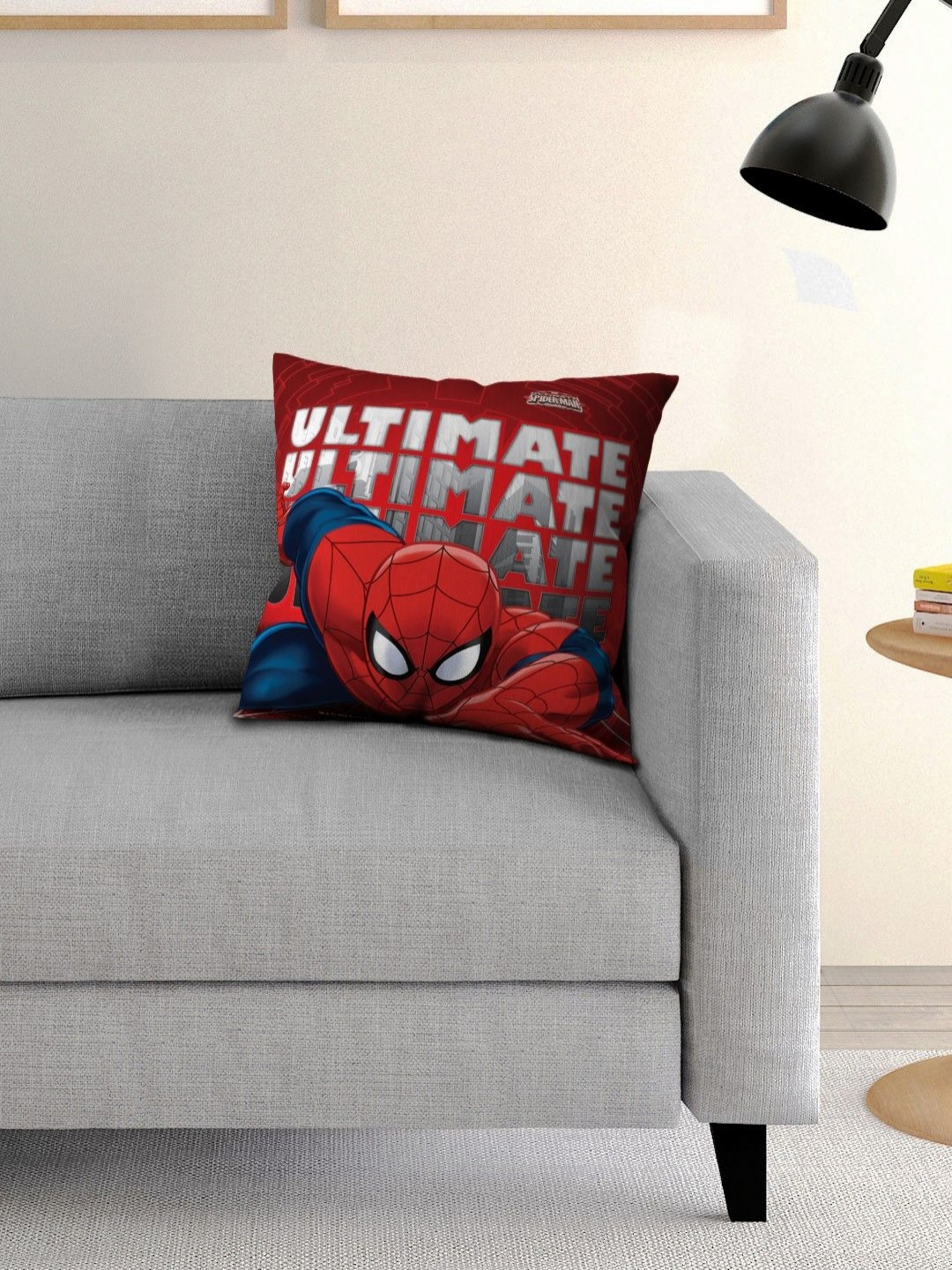 Marvel Red & Blue Printed Square-Shaped Pre-Filled Cushion With Cover