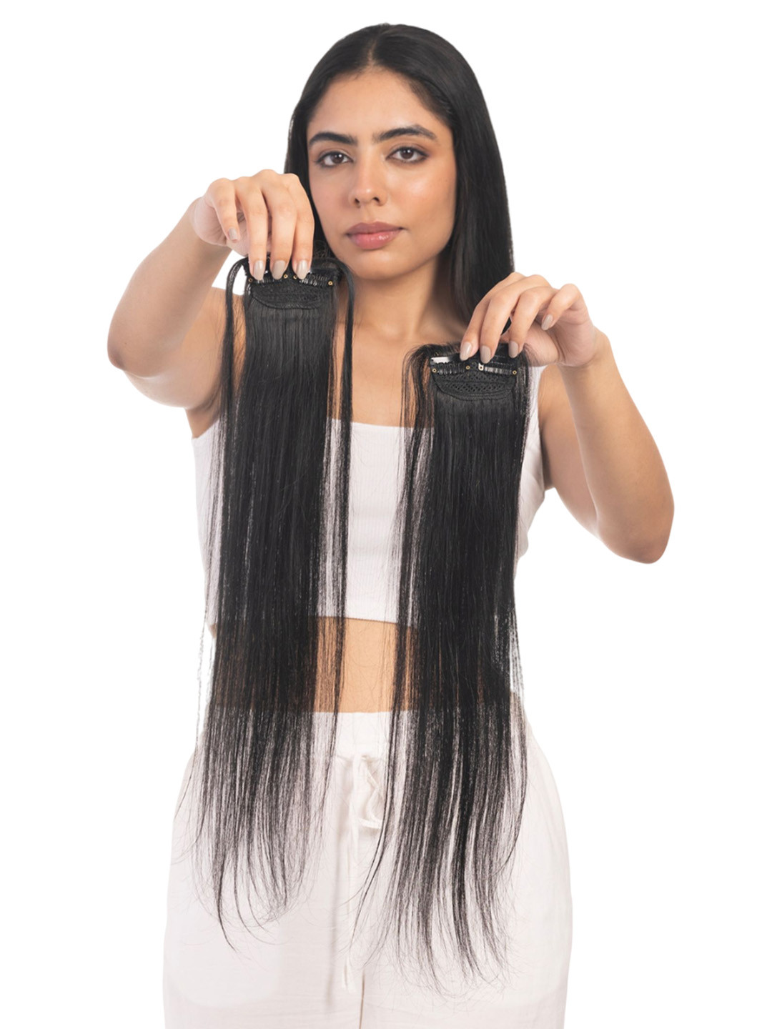 HAIRJOY Set Of 2 Natural Black Clip Side Patches Instant Volume 24 Inches