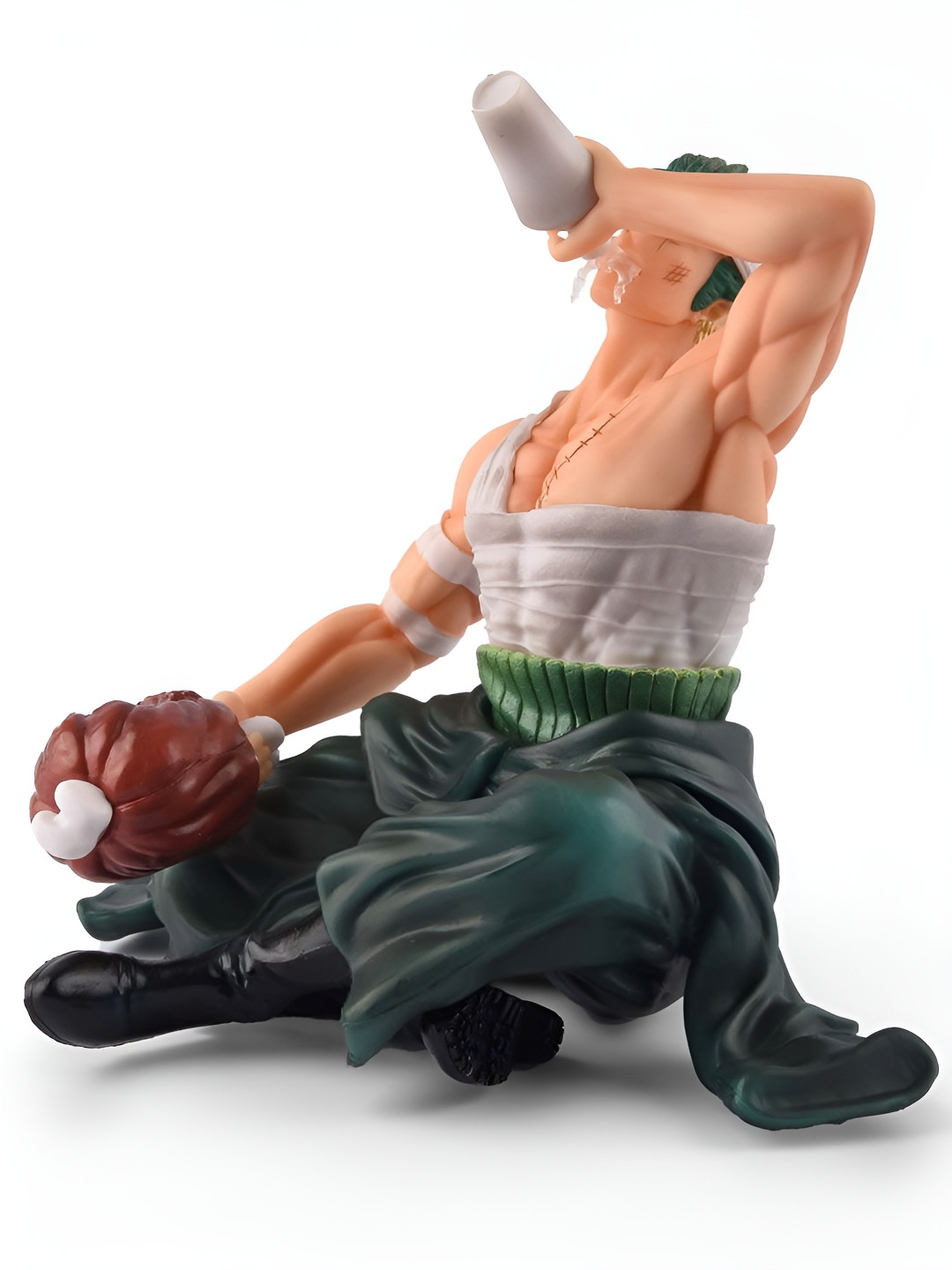COMICSENSE Zoro Sake Highly Detailed Green Plastic Natural Living Room Medium Showpiece - 6.3 Inches