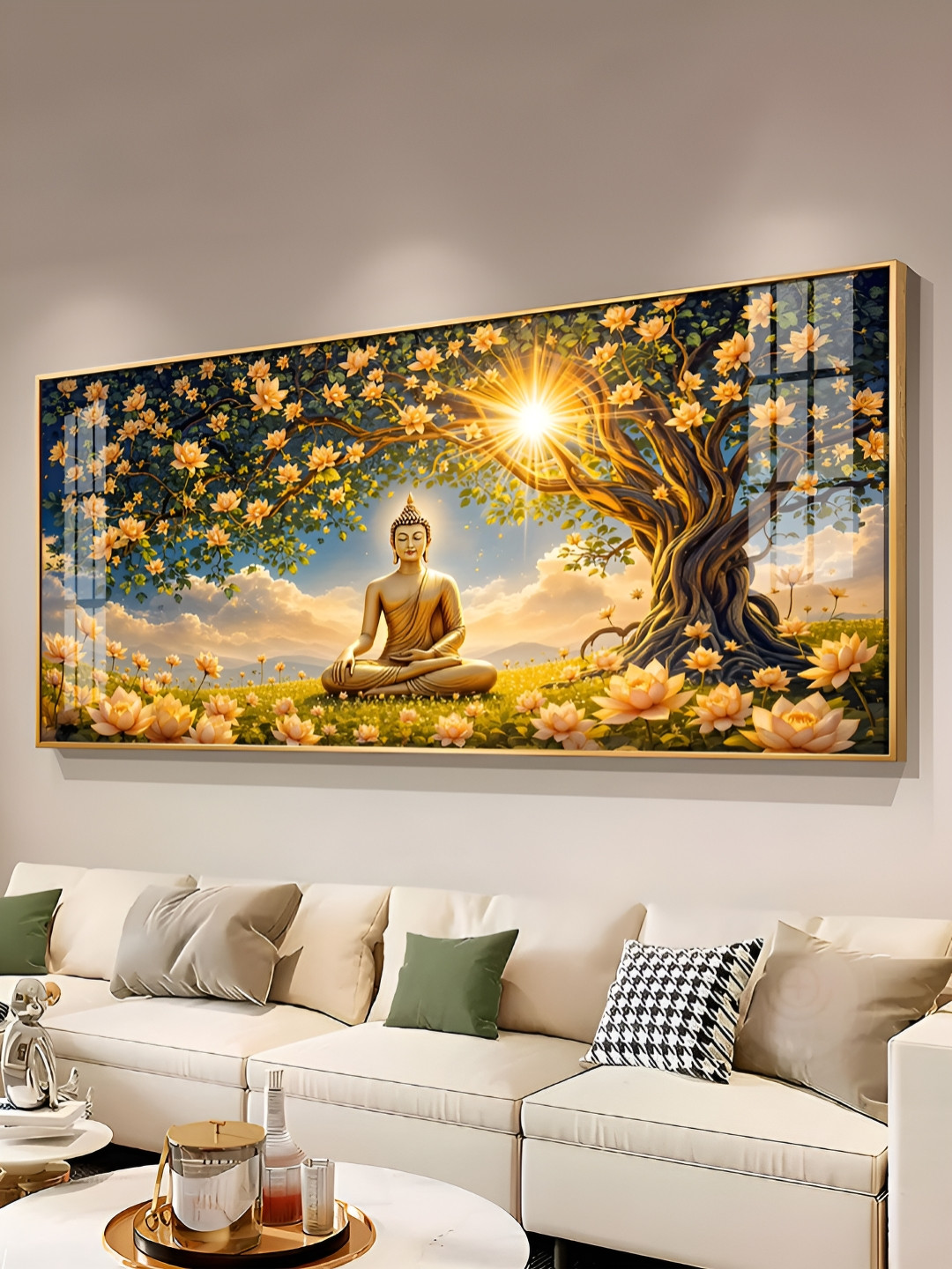 THE NEXT DECOR Buddha In Autum Nature Plastic Glossy Spiritual Wall Decor-12In
