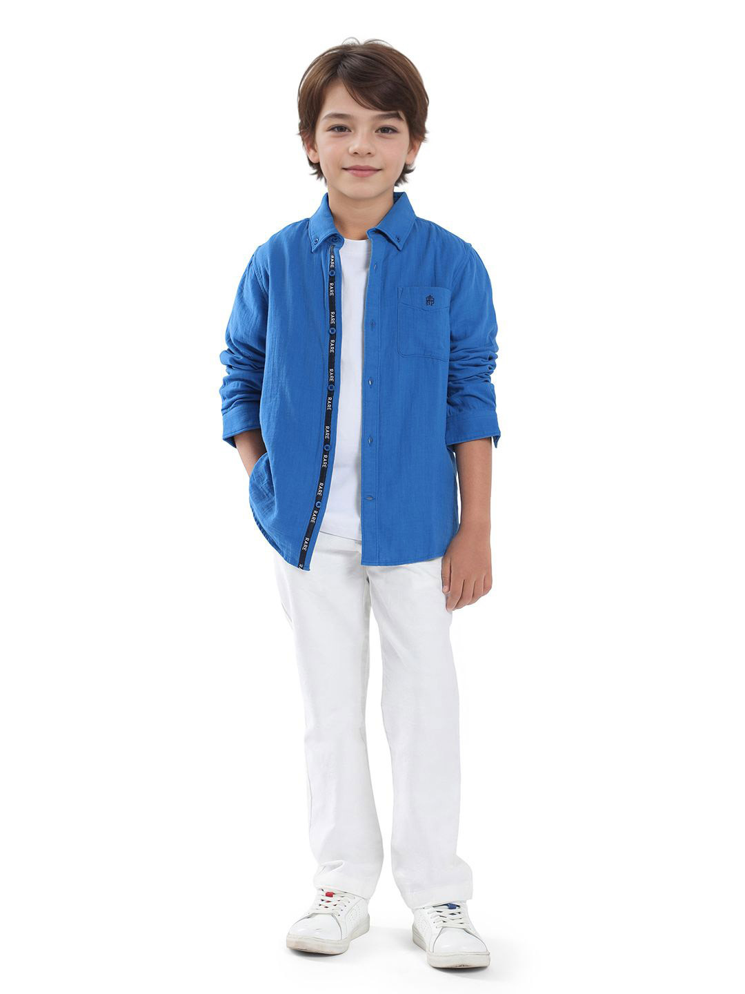 RARE ONES Boys Solid Button-Down Collar Cotton Casual Shirt