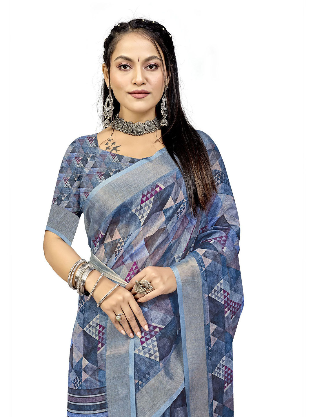 PARVOTSAV Linen Blend Lehenga Saree