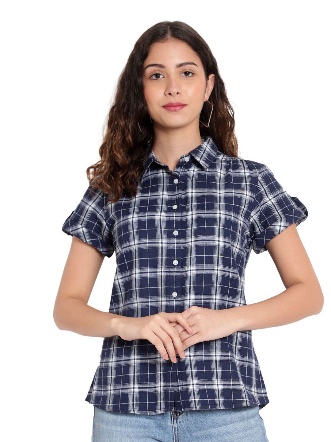 High Skyzz Slim Fit Tartan Checked Cotton Casual Shirt