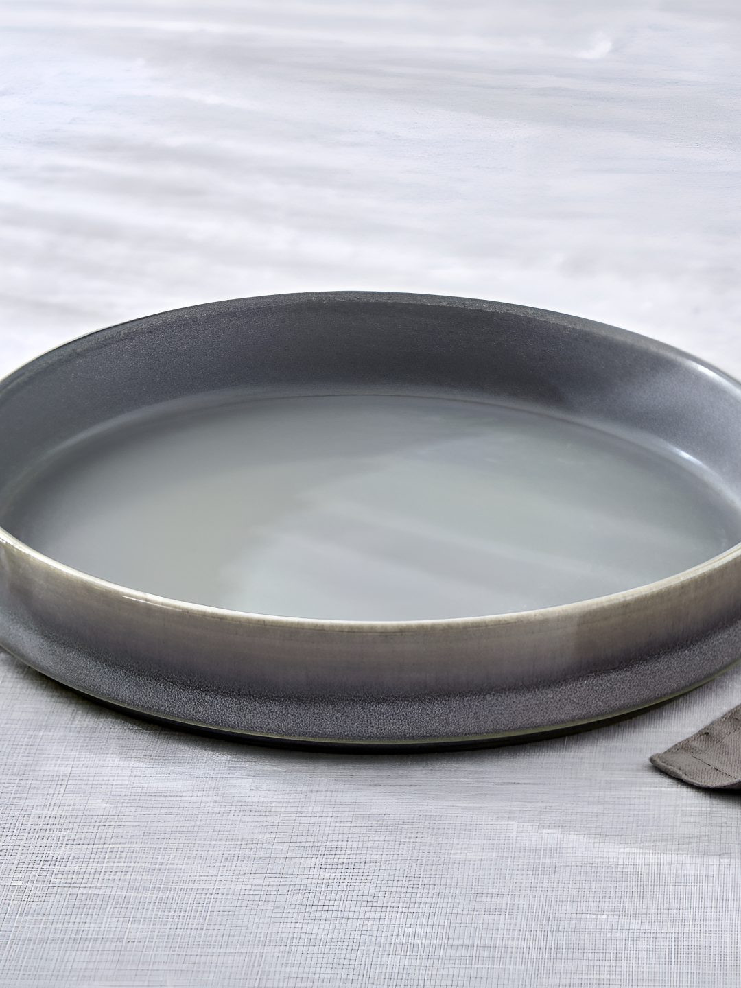 Home Centre Natura Pewter Halo Grey Glossy Stoneware Deep Dish Serving Bowl 740ml