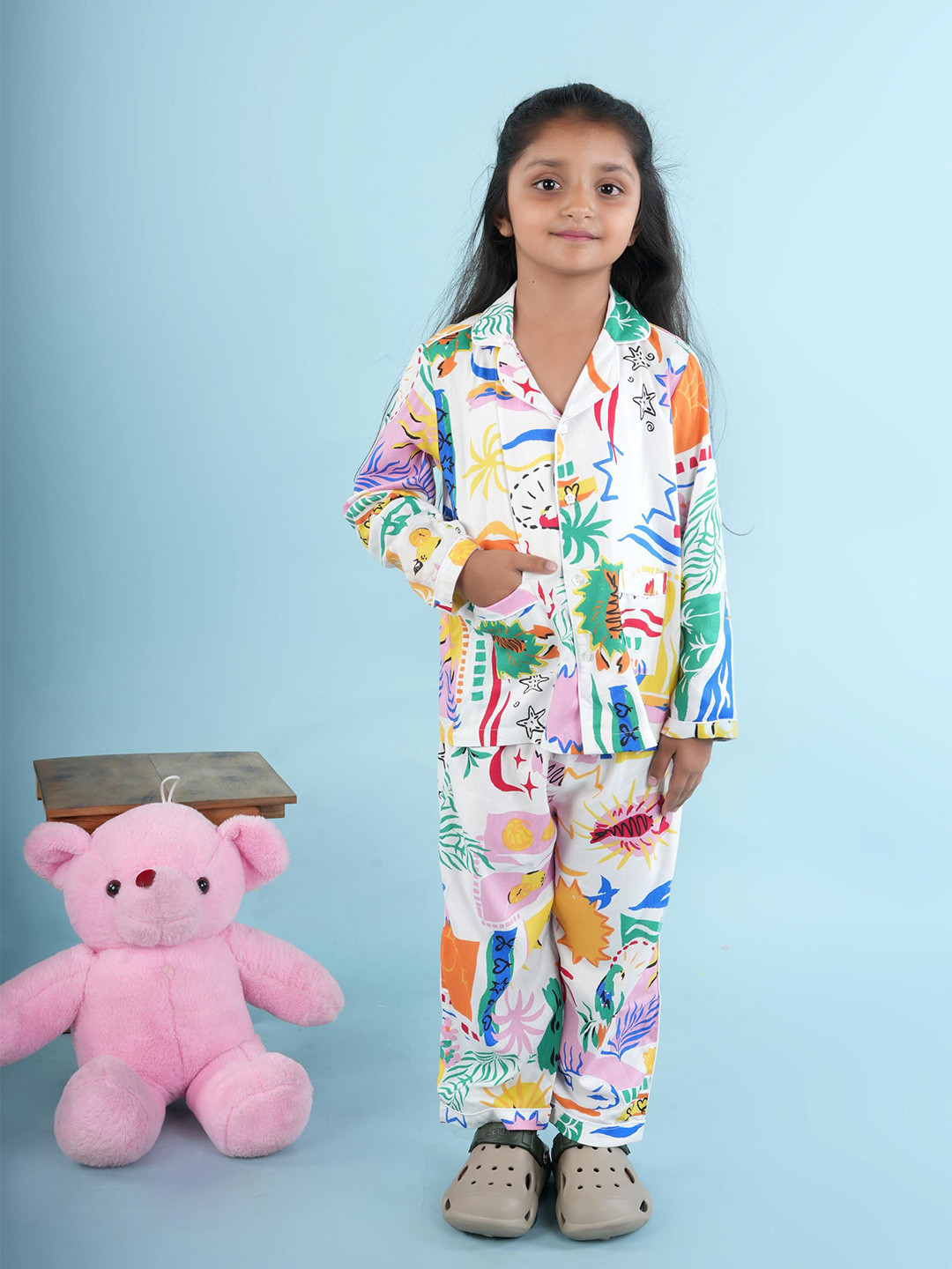 Nature Nook Kids Girls Graphic Printed Shirt Pyjamas Night suit