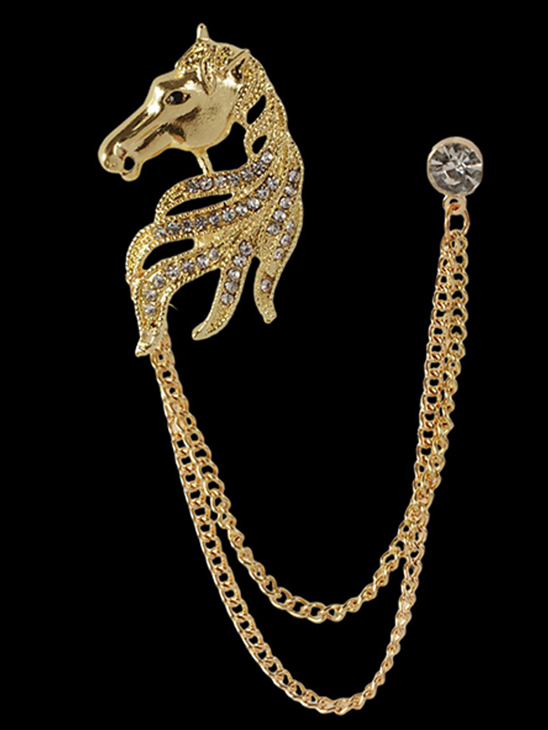 Curren Gold-Plated Zircon Studded Animal Horse Style Brooch