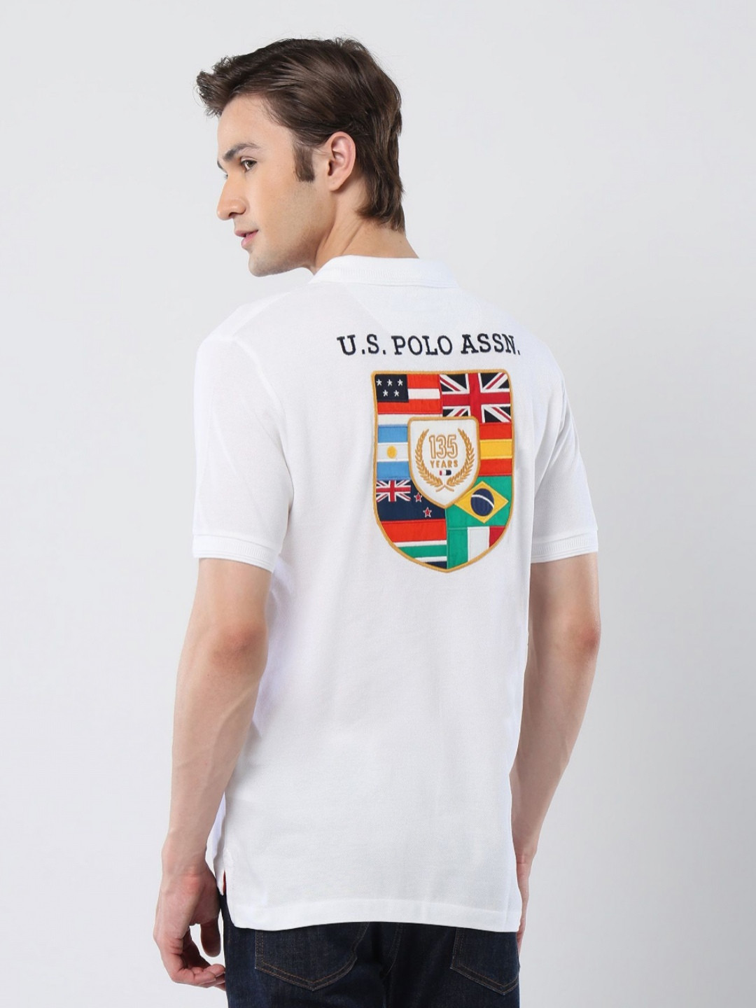 U.S. Polo Assn. 135 Anniversary Graphic Printed Polo Collar Pure Cotton Slim Fit T-shirt