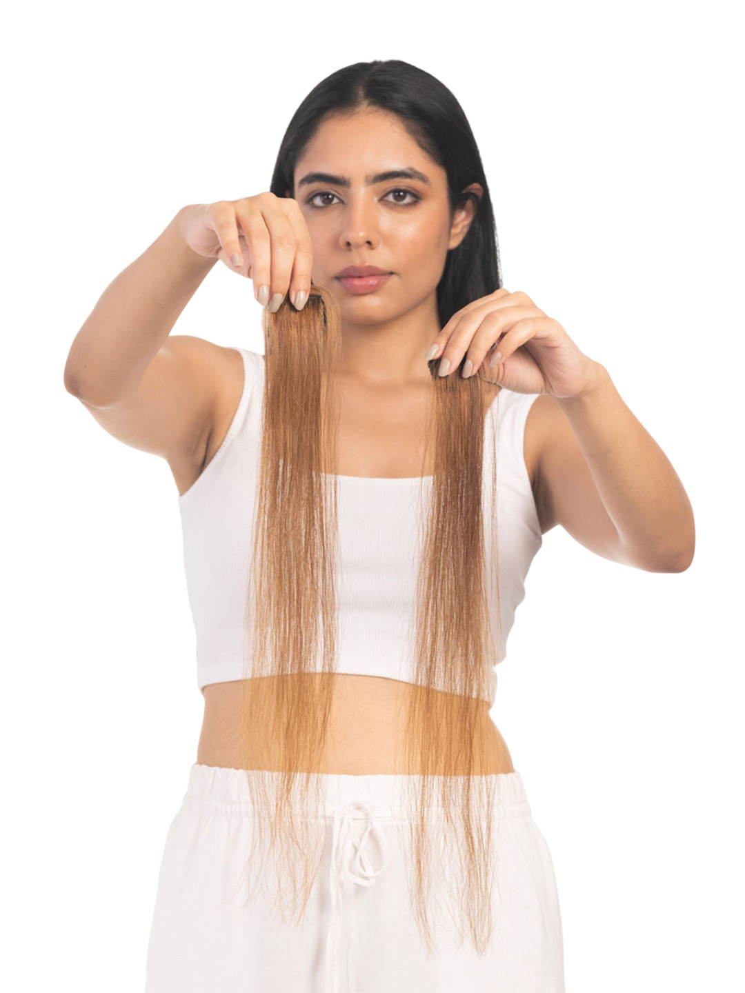 HAIRJOY Clip In Straight Scalp Topper Hair Extension- Golden Brown- 20 Inch