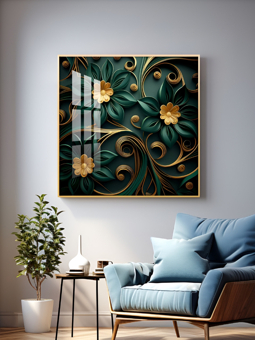 THE NEXT DECOR Emerald Garden Flower Plastic Natural Elements Glossy Wall Hangings-18In