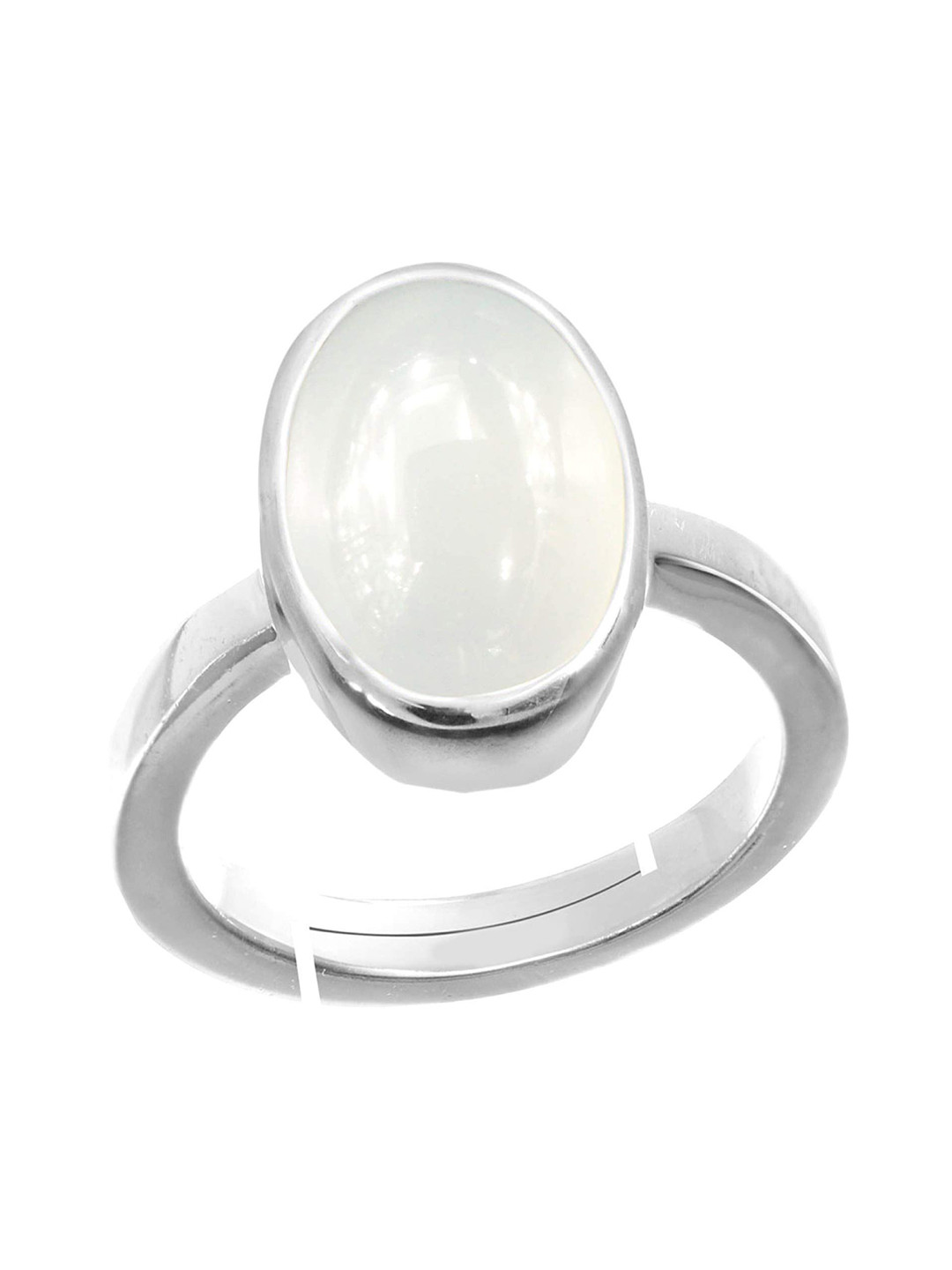 RRVGEM 7.25 Ratti Silver Plated Unheated Untreated Moon Stone Finger Ring