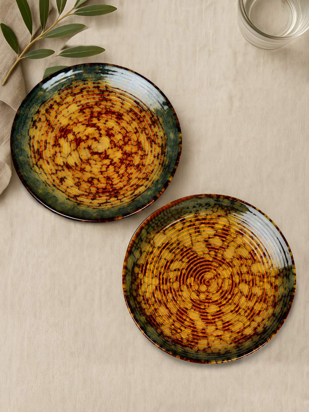 StyleMyWay Autumn Glow Collection 2 Pcs Ceramic Dinner Plates