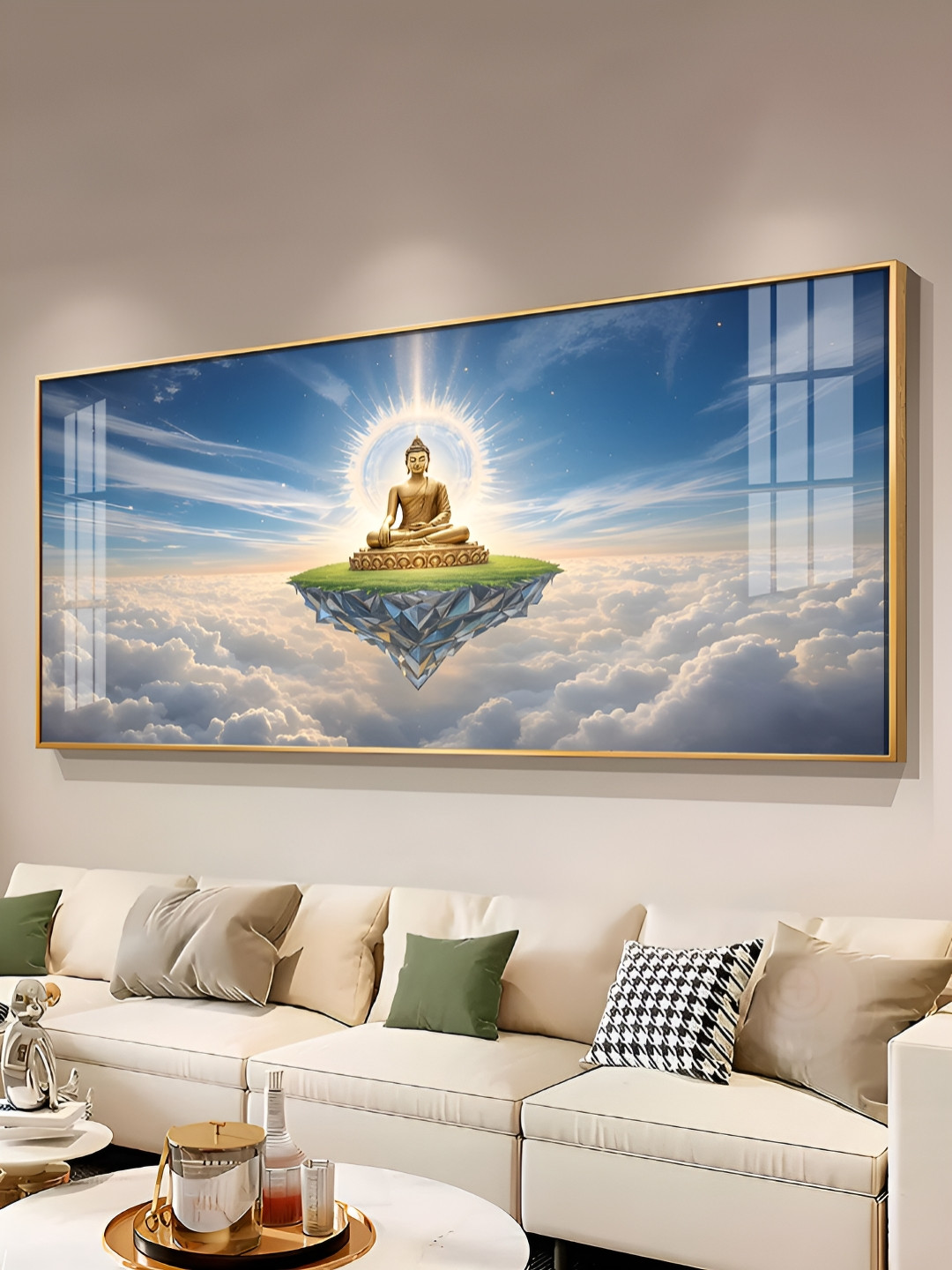 THE NEXT DECOR Majestic Buddha In Cloud Plastic Natural Elements Glossy Wall Hangings-12In