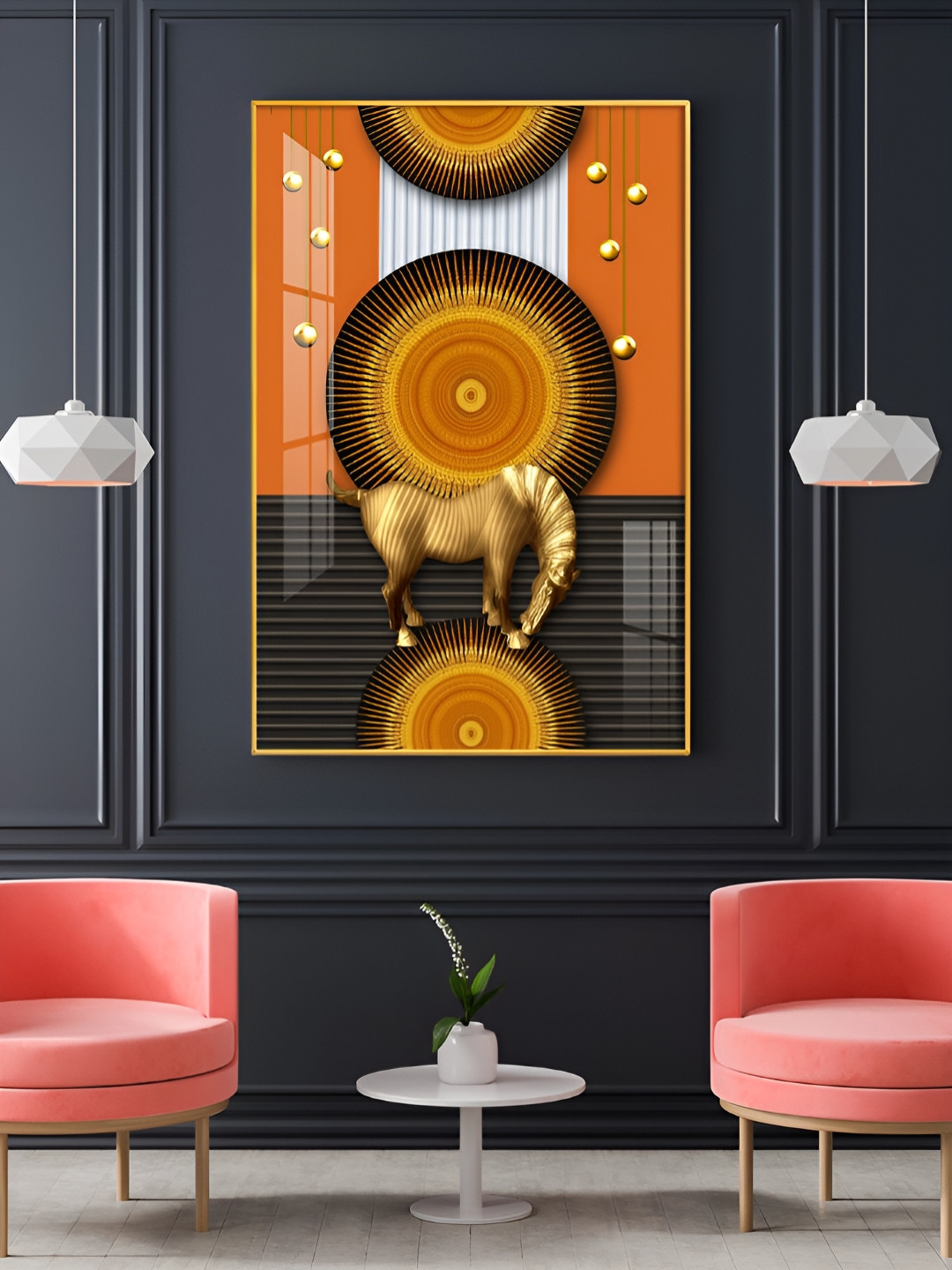 THE NEXT DECOR Equus In Stillness Plastic Glossy Hanging Hall Wall Hangings-18In