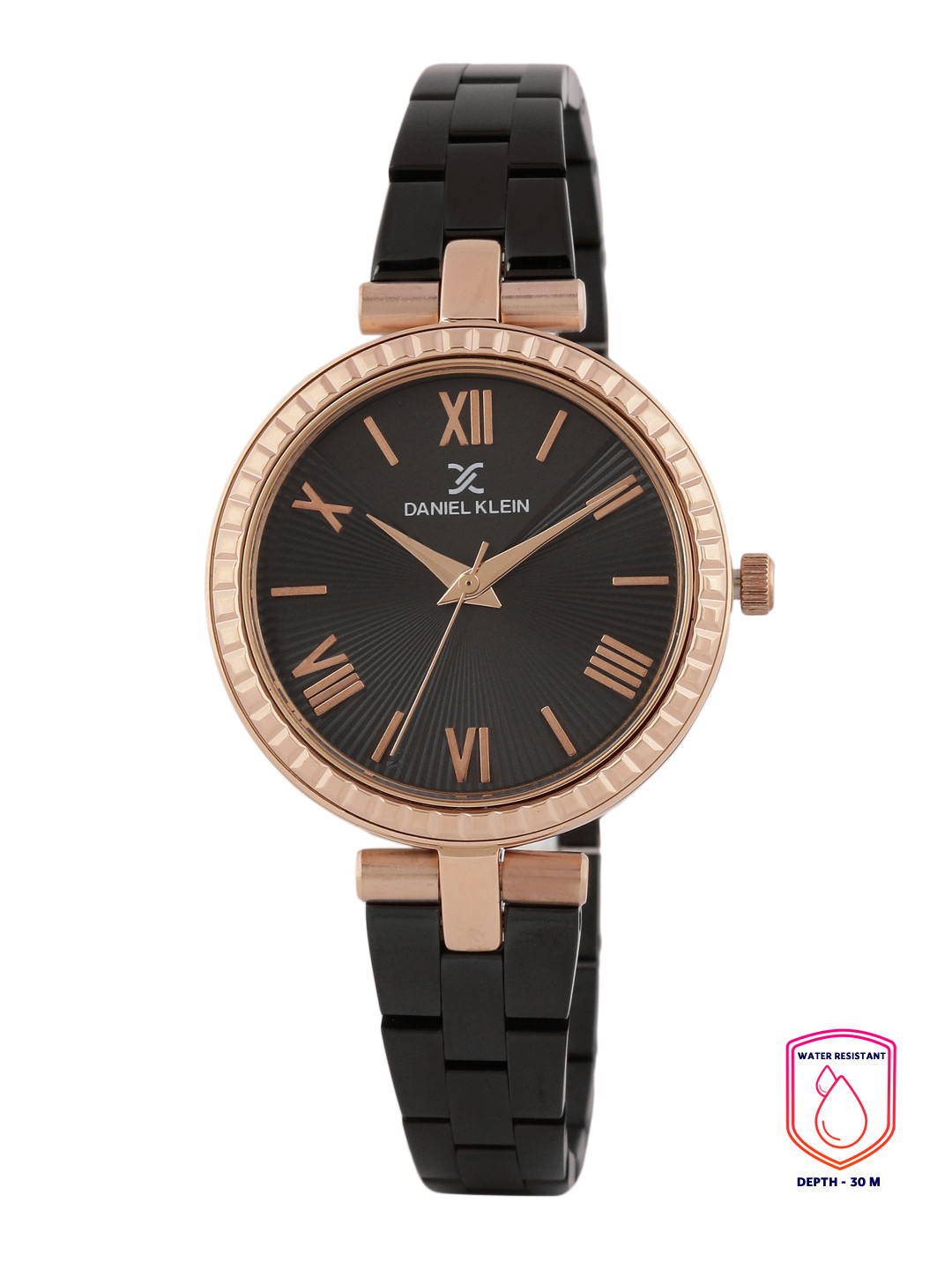 Daniel Klein Women Black Textured Analogue Watch DK.1.12487-5