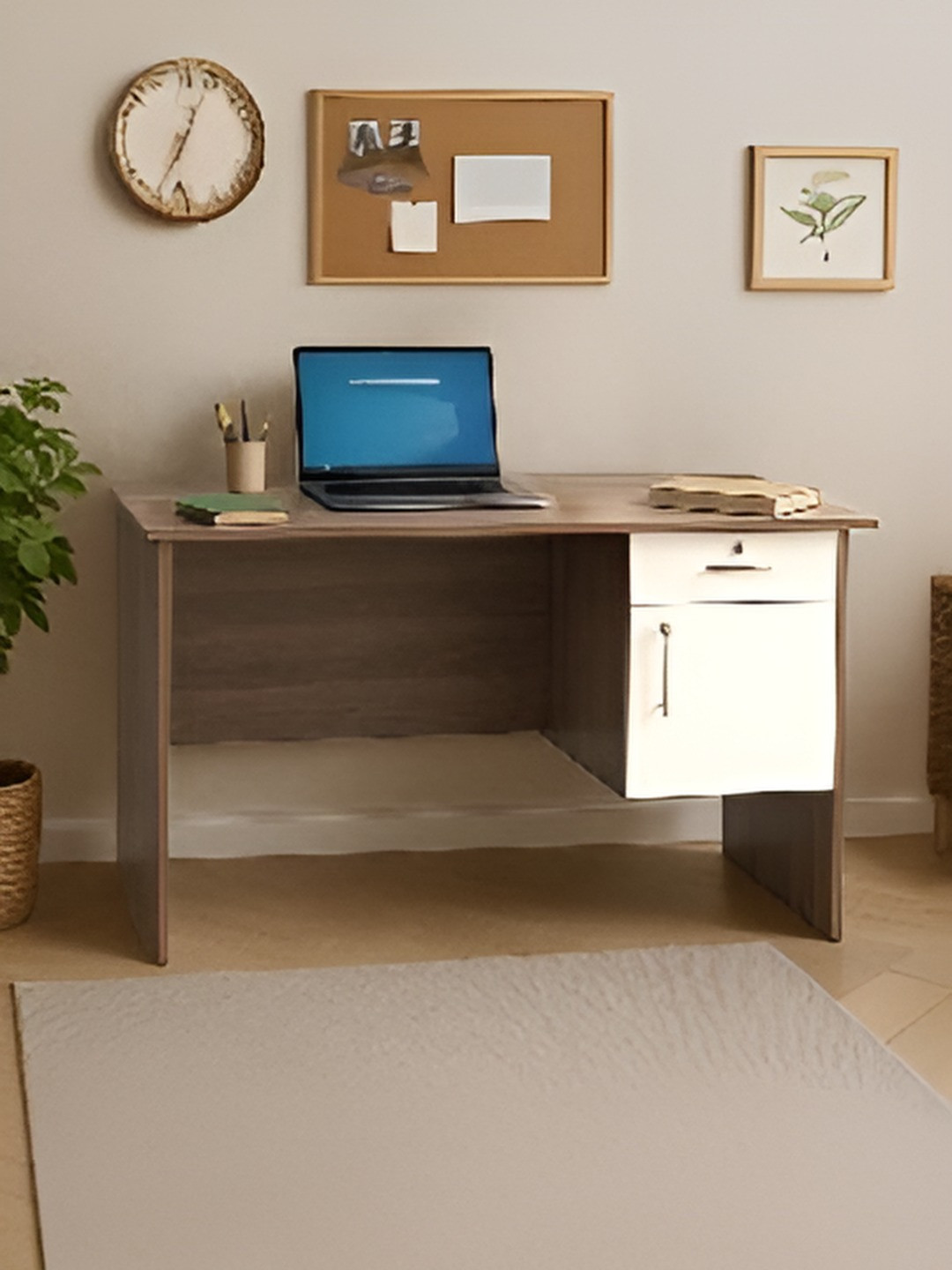 Royaloak White & Brown Proton Computer Wooden Study Table