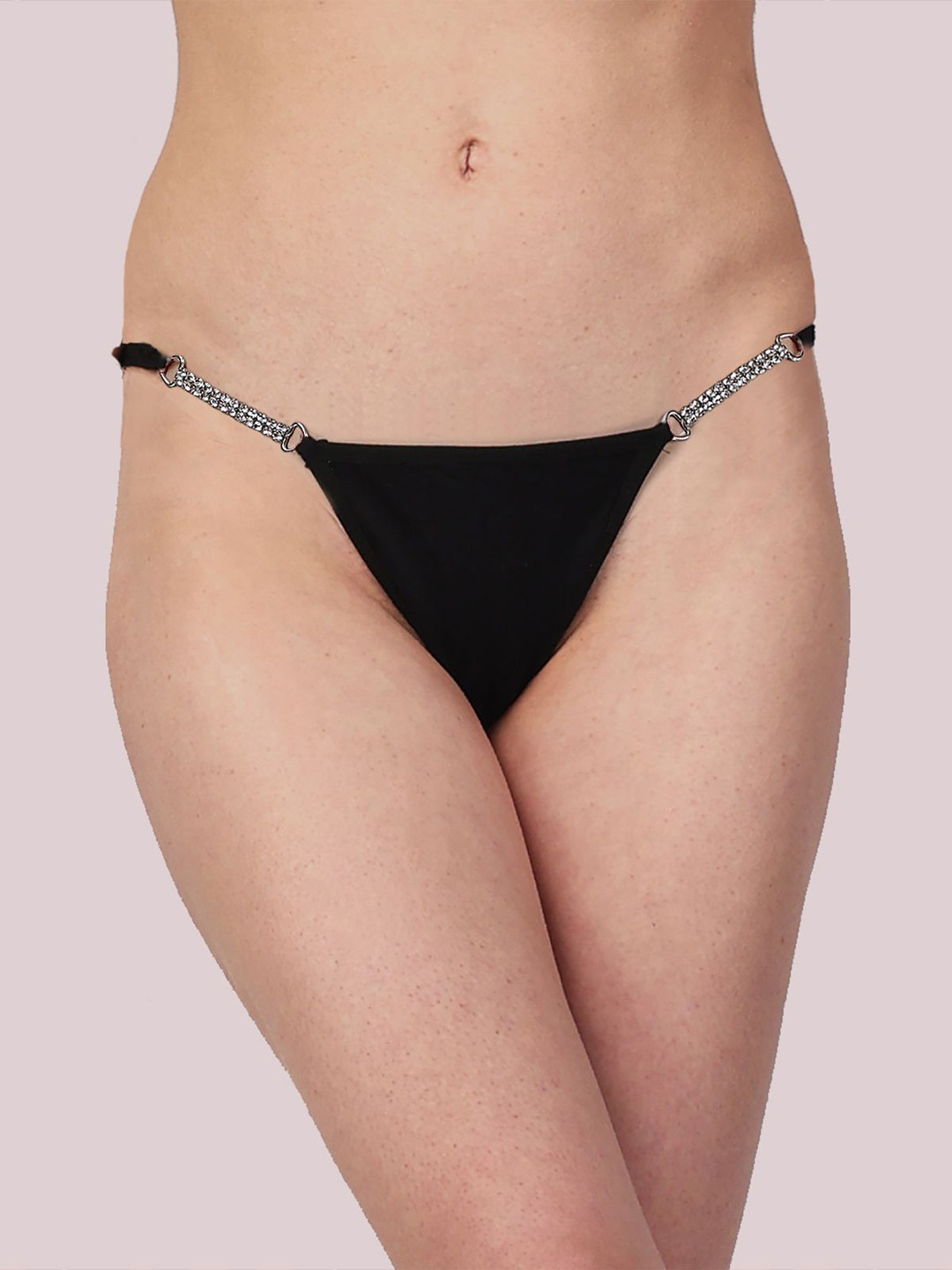 Lola Dola Mid-Rise G-String Rhinestone Connector Thong Briefs EBString-019