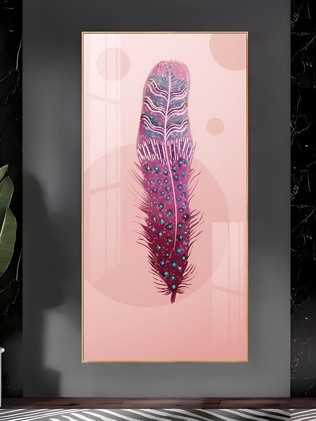 THE NEXT DECOR Pink Plume Plastic Glossy Hanging Hall Wall Hangings-24In