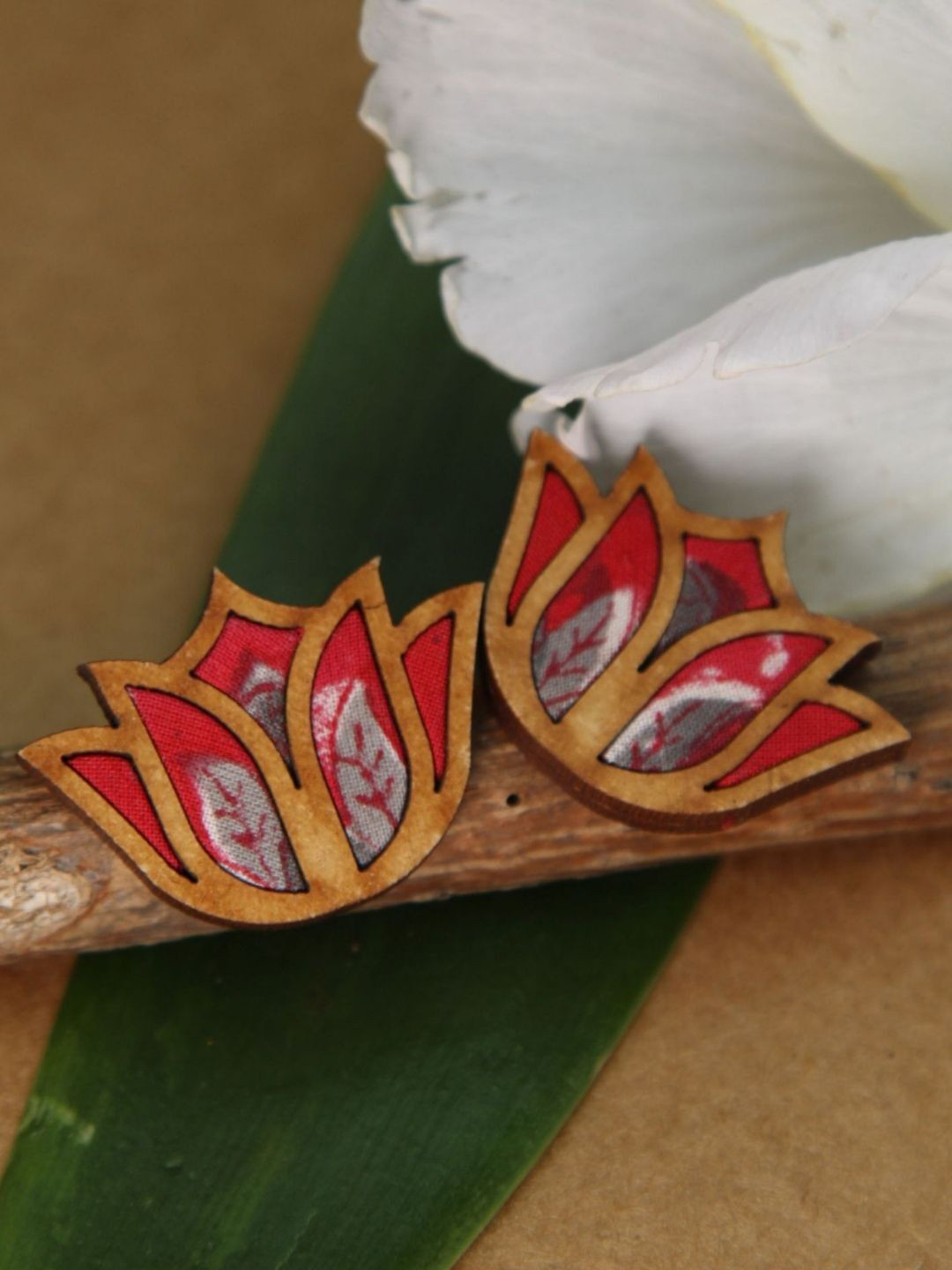 WHE Lotus Shaped Drop Earrings