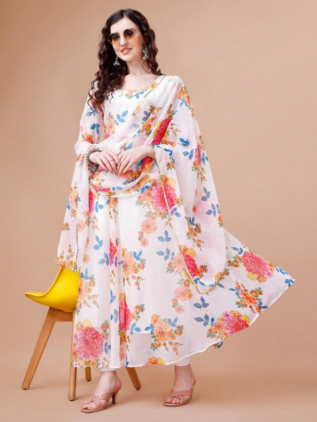 Femvy Women Printed Angrakha Kurta Sets