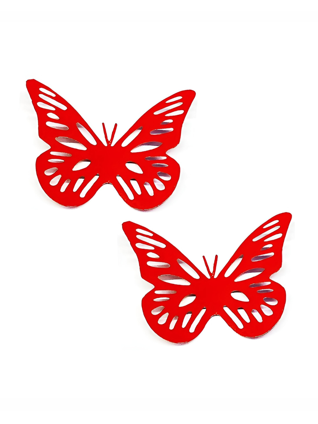 Living With Elan 2-Pcs Red Textured Butterfly FridgeMagnets