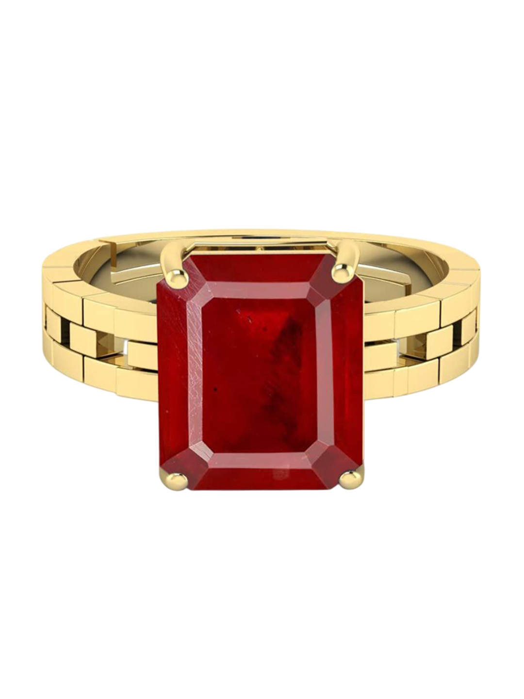 RRVGEM 12.25 Ratti Manik Ruby Gemstone Gold Plated Ring Adjustable Ring