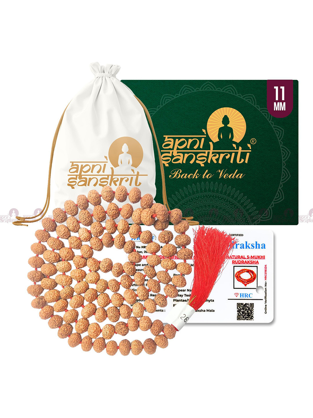 Apnisanskriti Unisex 5-Face Chikni Pathri Rudraksha Mala