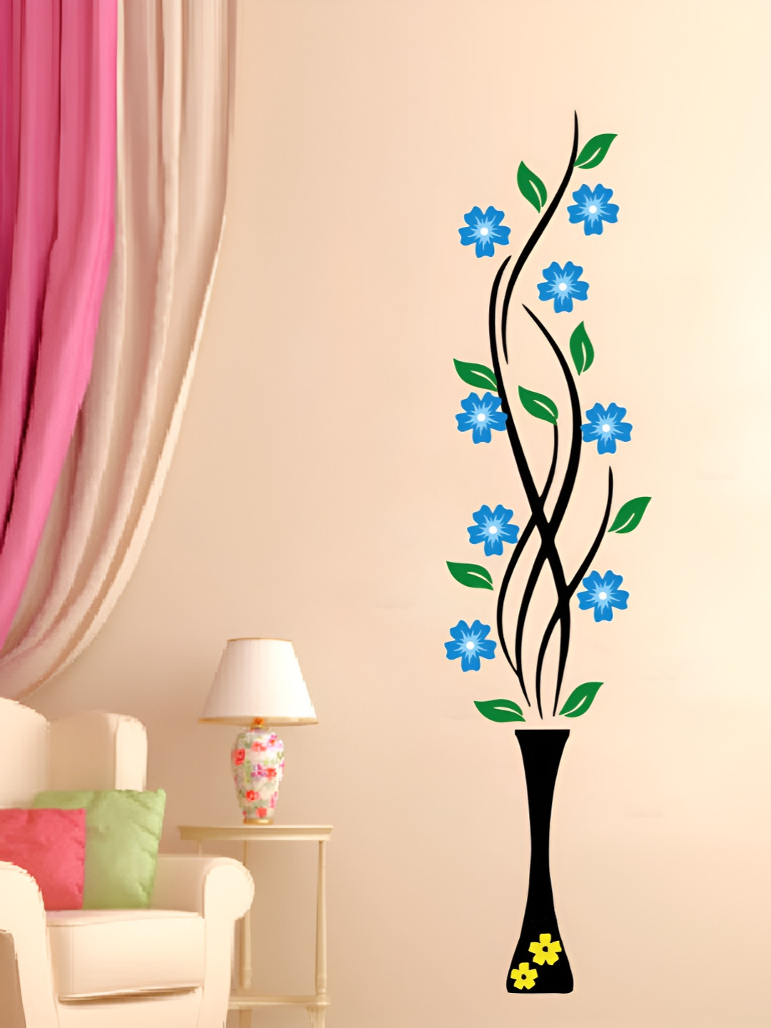 Decor Villa Multicolor Flowerpot Wall Sticker