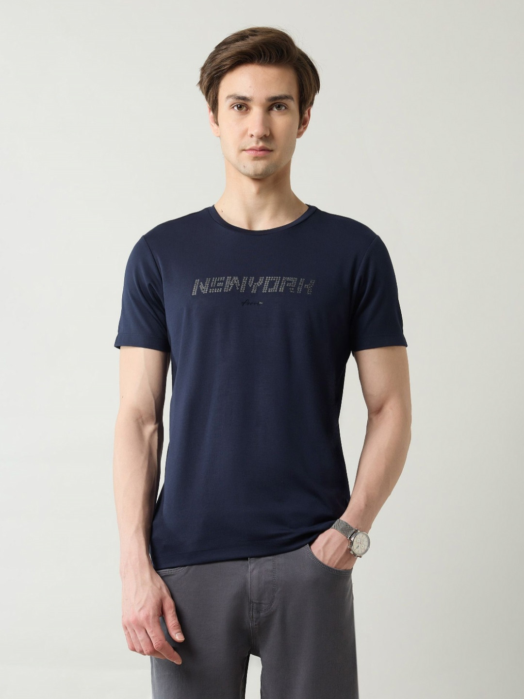 Arrow New York Brand Logo Printed Cotton T-shirt