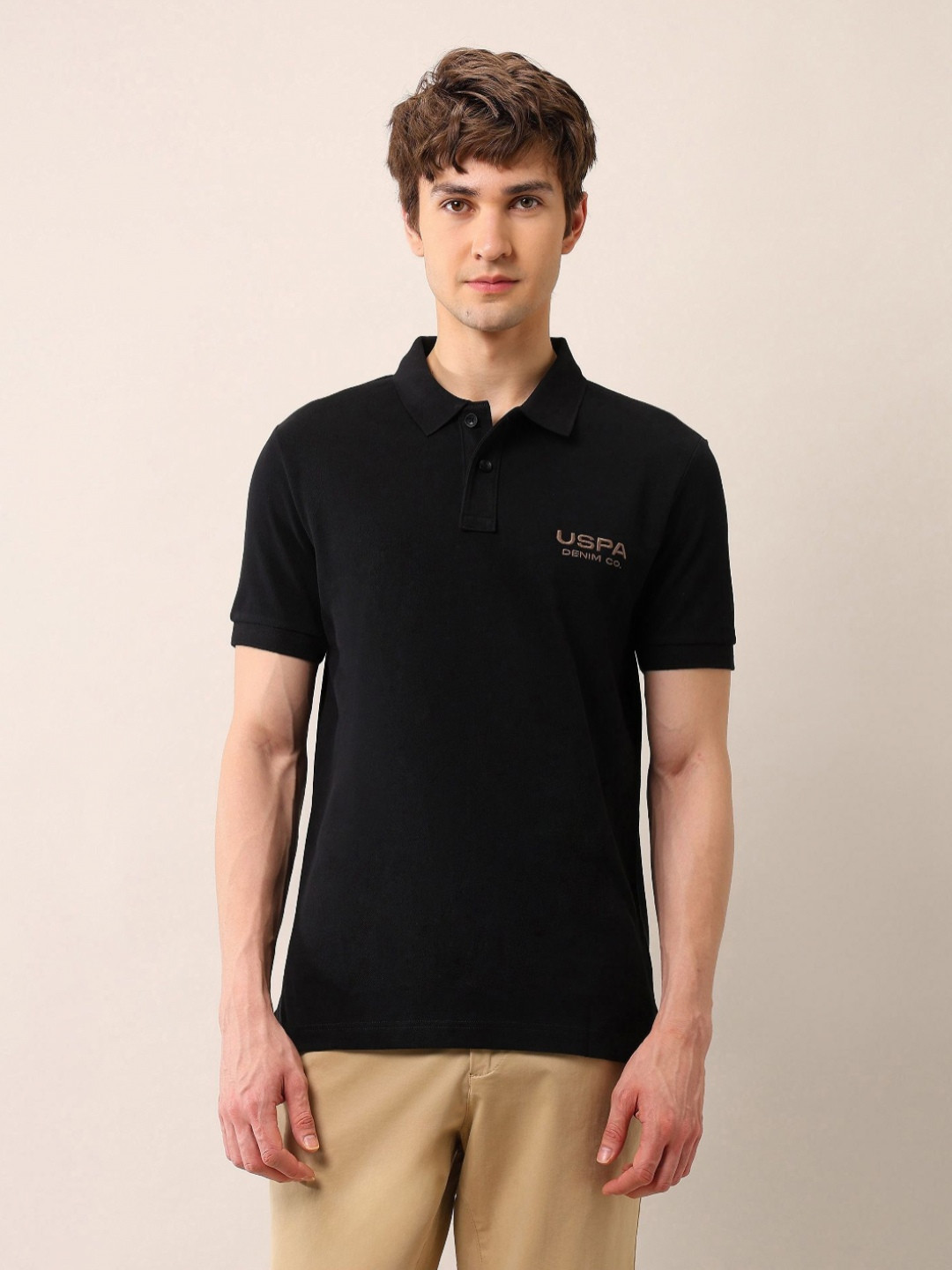 U.S. Polo Assn. Denim Co. Brand Logo Printed Polo Collar Muscle Fit Pure Cotton T-shirt