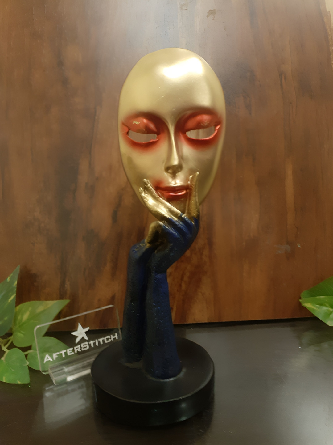 Afterstitch Lady Face Gold Polyresin Glossy Living Room Small Showpiece -