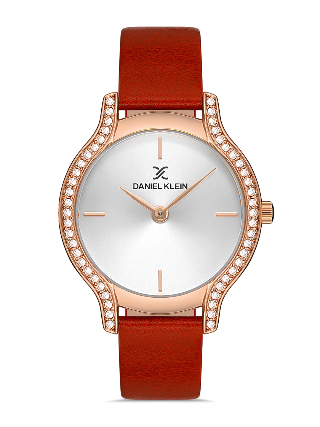 Daniel Klein Women Silver-Toned Dial & Red Leather Strap Analogue Watch DK.1.13209-5