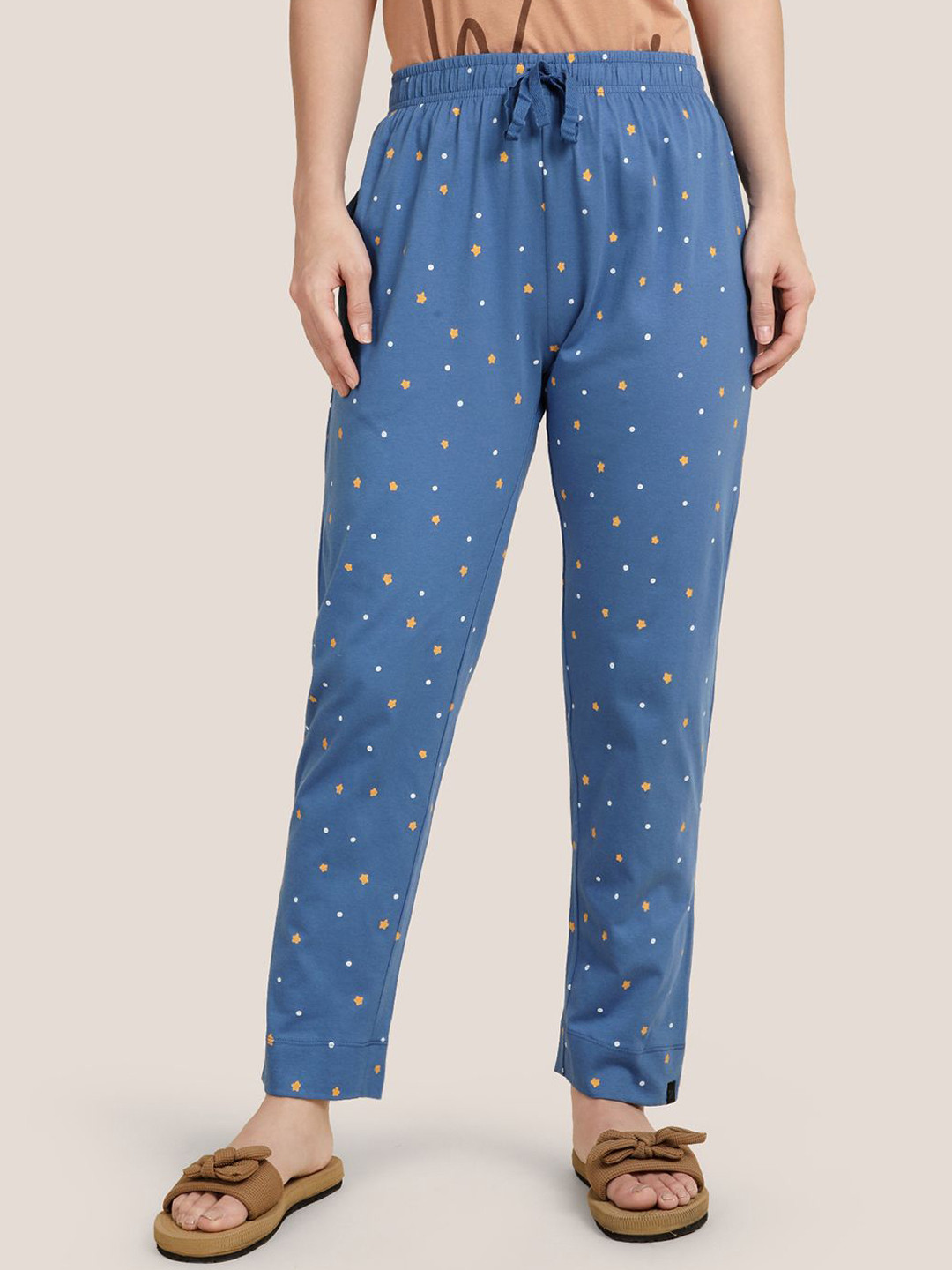 TWIN BIRDS Women Blue Cotton Printed Night Pant