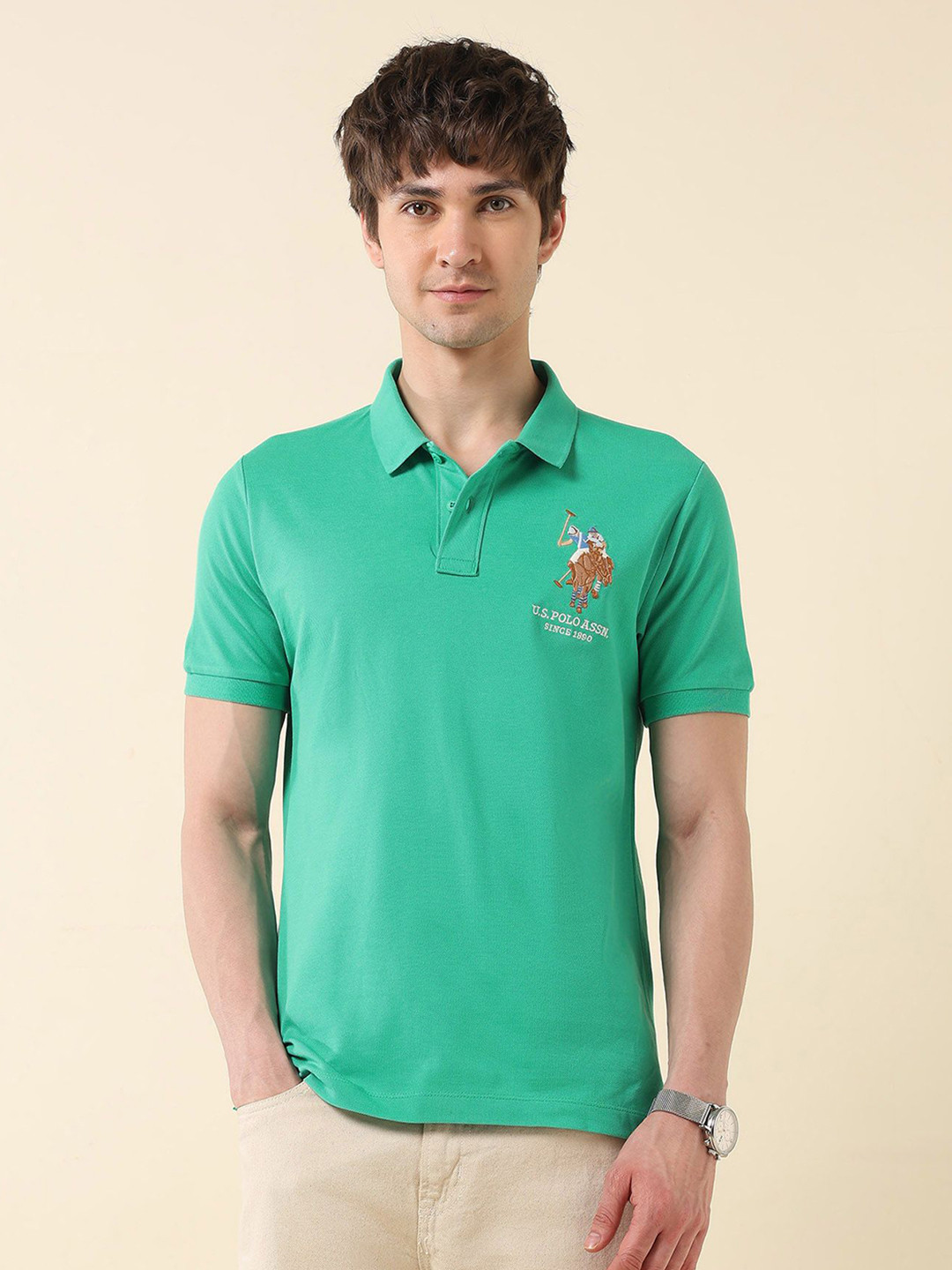 U.S. Polo Assn. Summer Splash Polo Collar Pure Cotton Slim Fit T-shirt