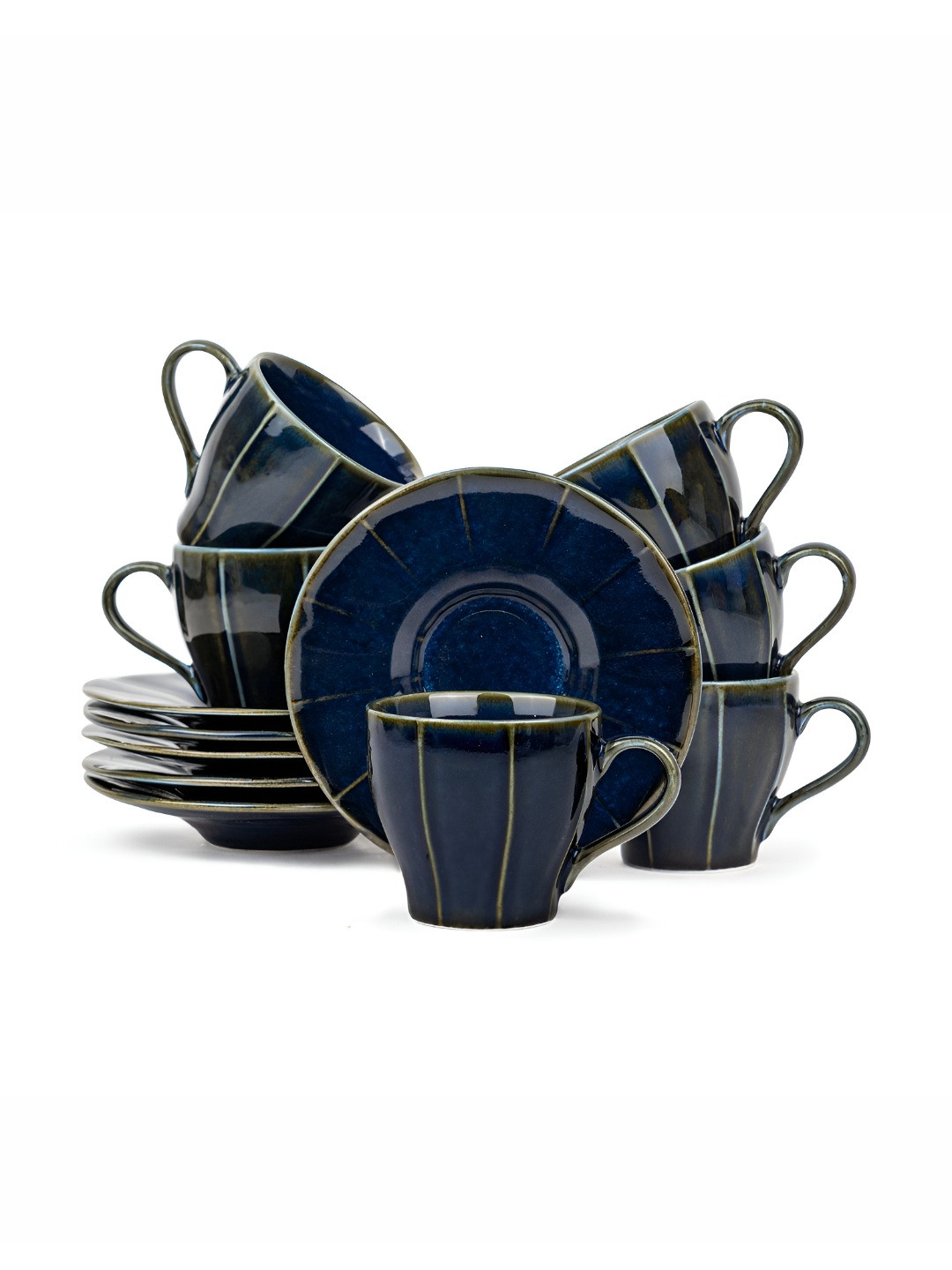 SHAY Blue 6 Pcs Printed Tea Set