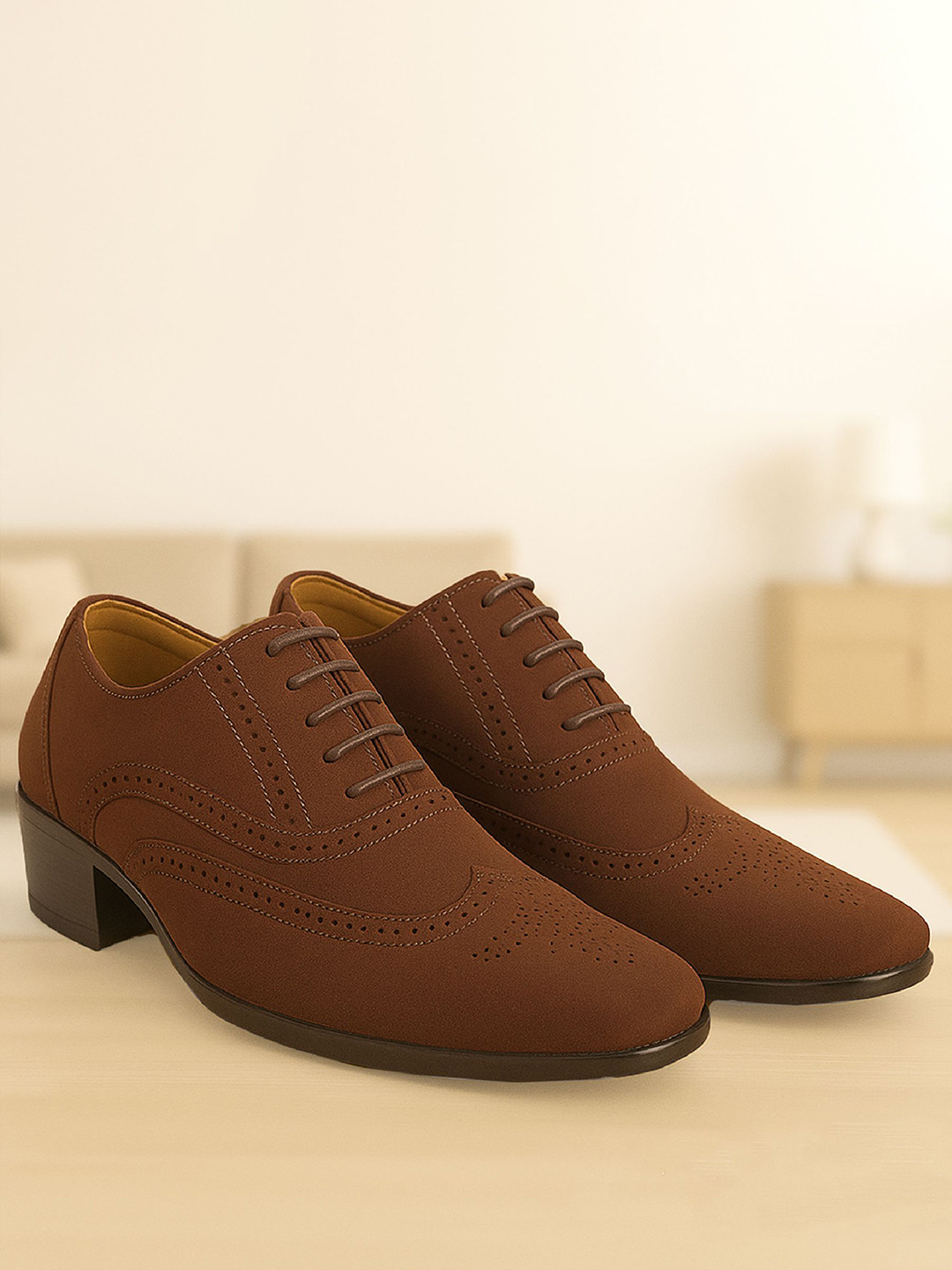 Bxxy Men Elevator Velvet High-Top Brogues